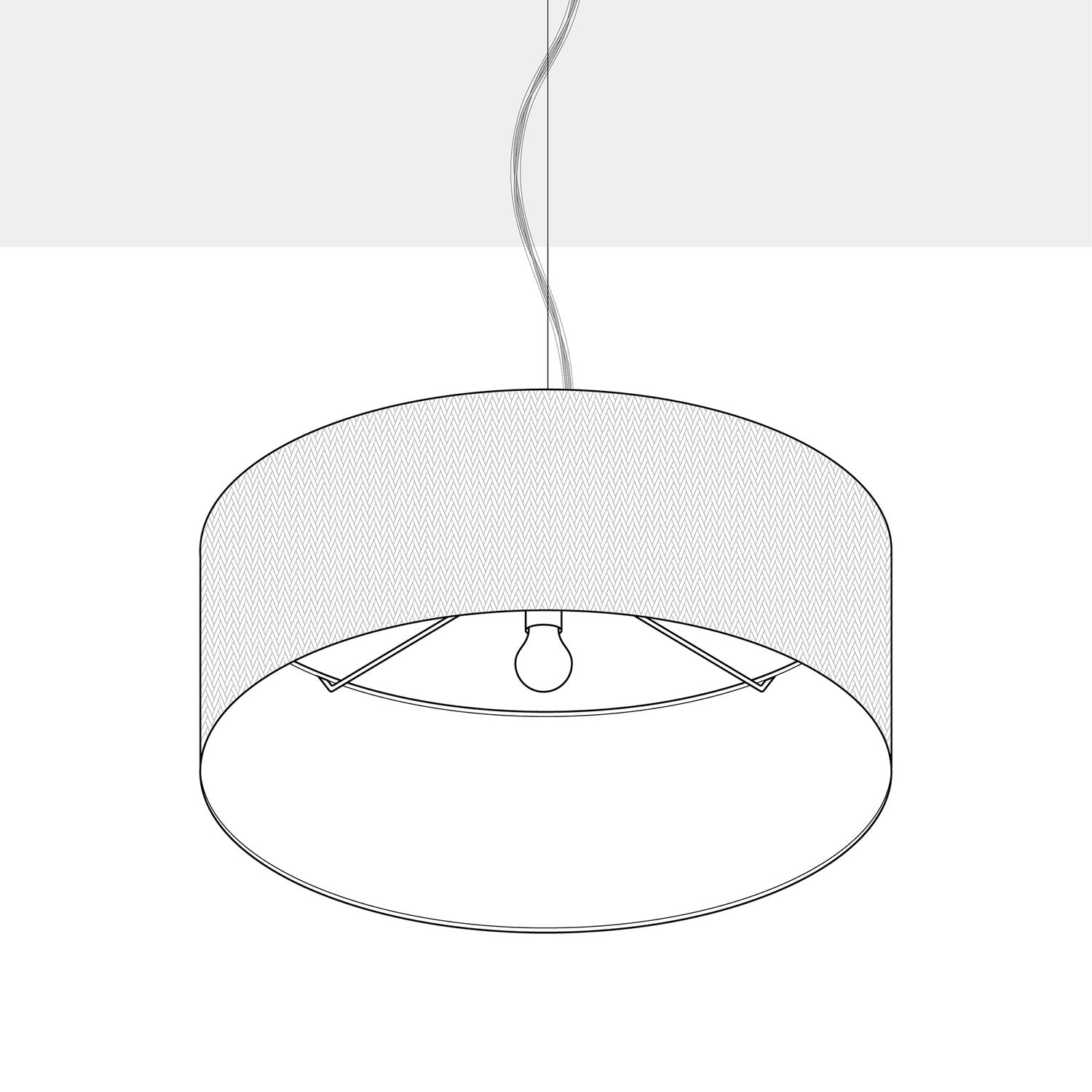 Lampada a sospensione con paralume in tessuto Cilindro Large - Made in Italy - Teletta Azzurro Severo No
