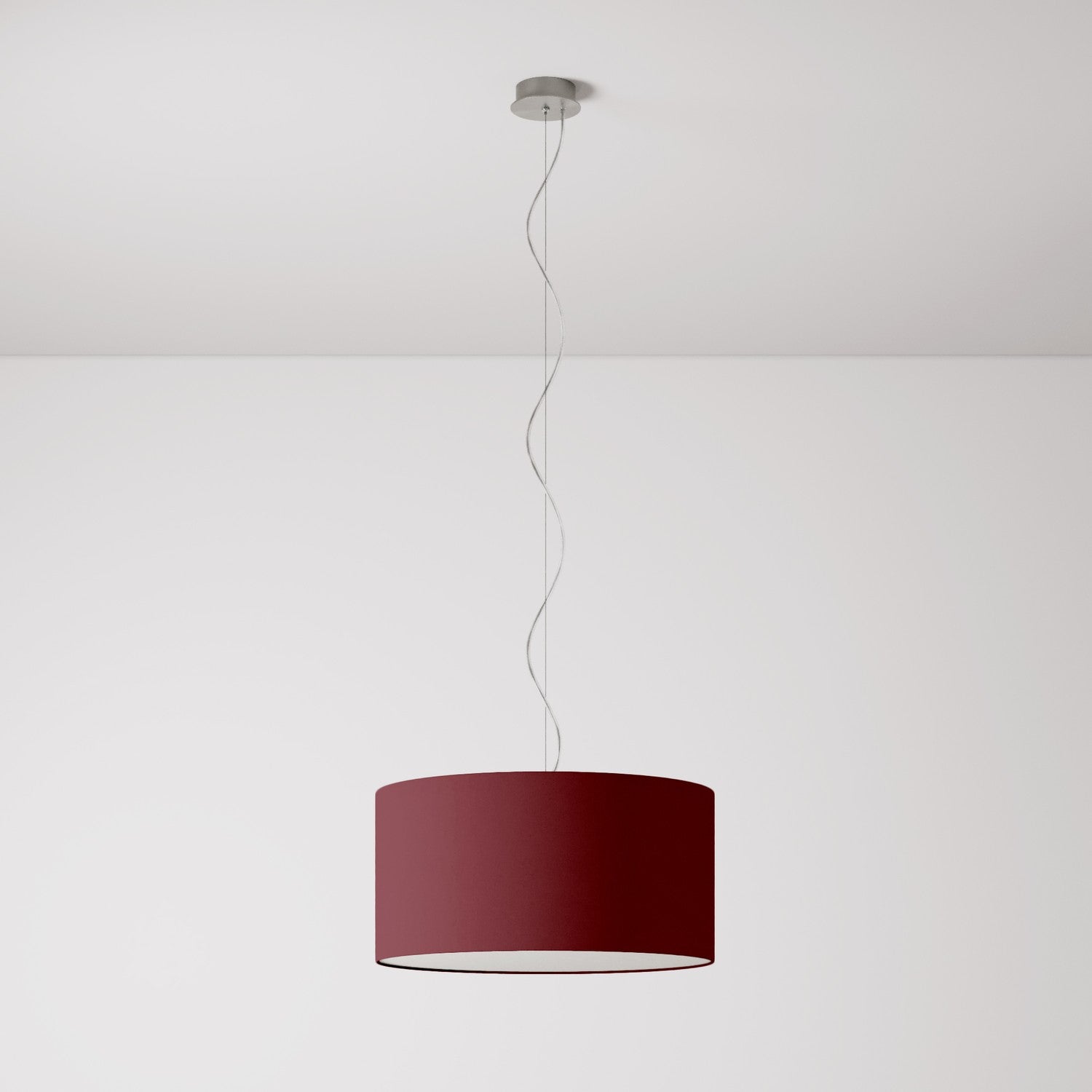 Lampada a sospensione con paralume in tessuto Cilindro Medium - Made in Italy - Arenal Bordeaux Si