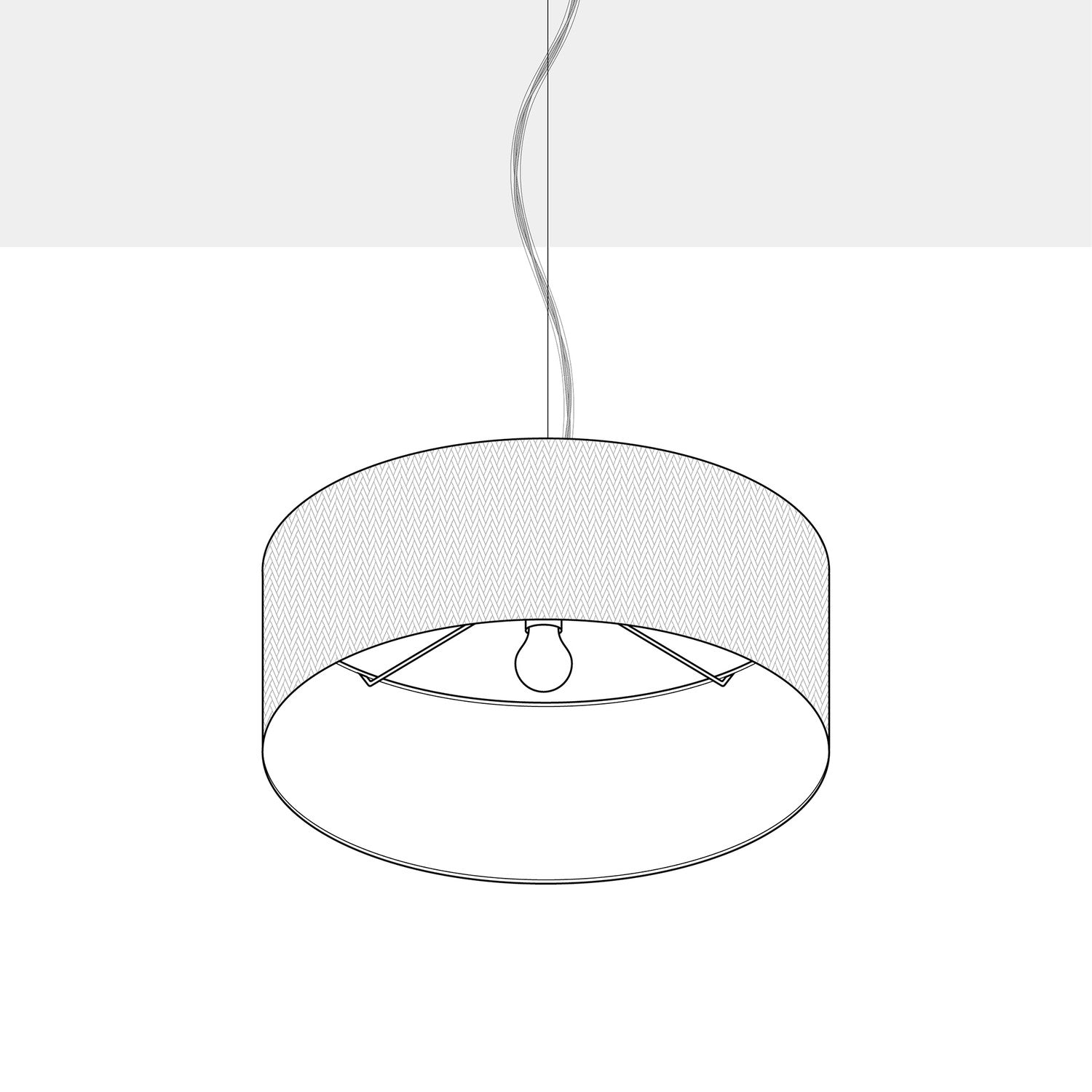 Lampada a sospensione con paralume in tessuto Cilindro Medium - Made in Italy - Teletta Antracite No