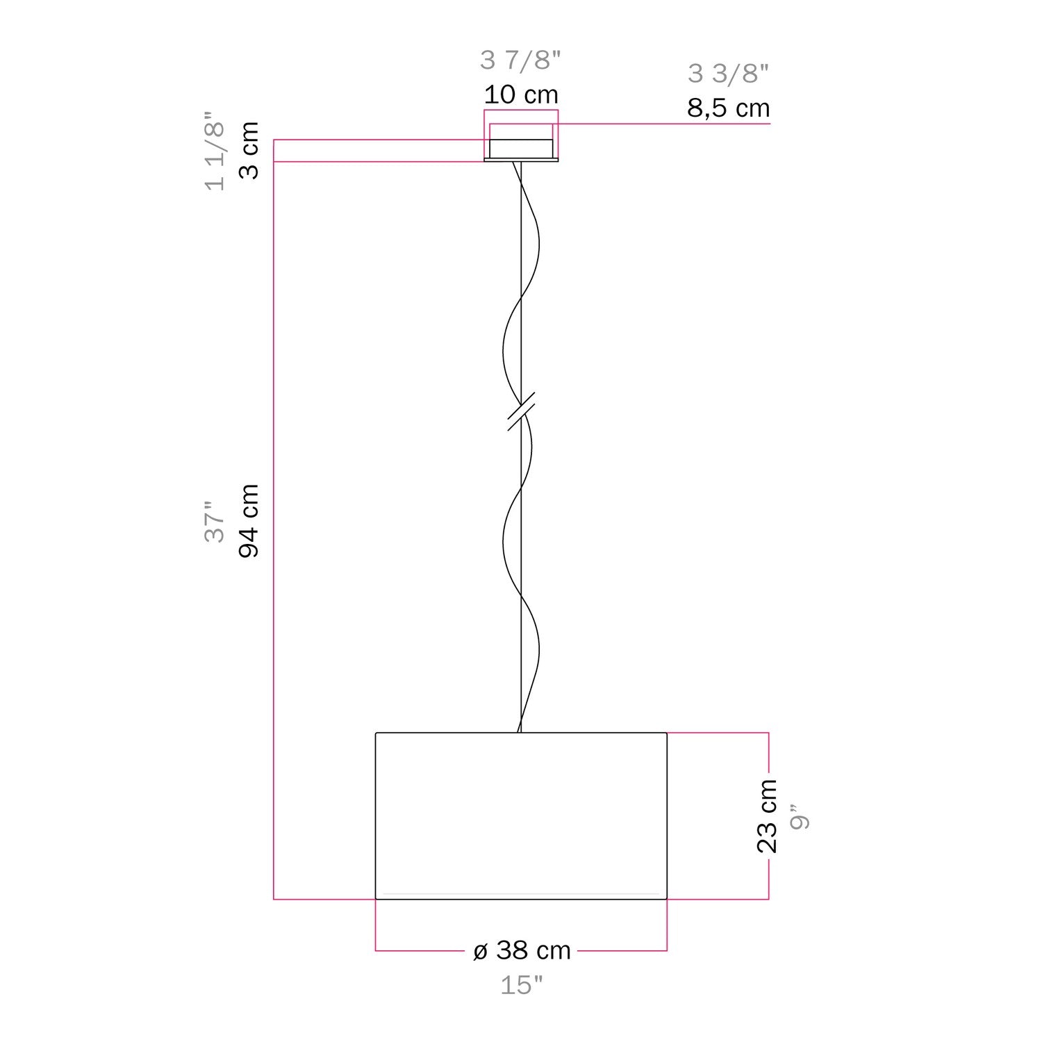 Lampada a sospensione con paralume in tessuto Cilindro Small Arenal sabbia - Made in Italy Si