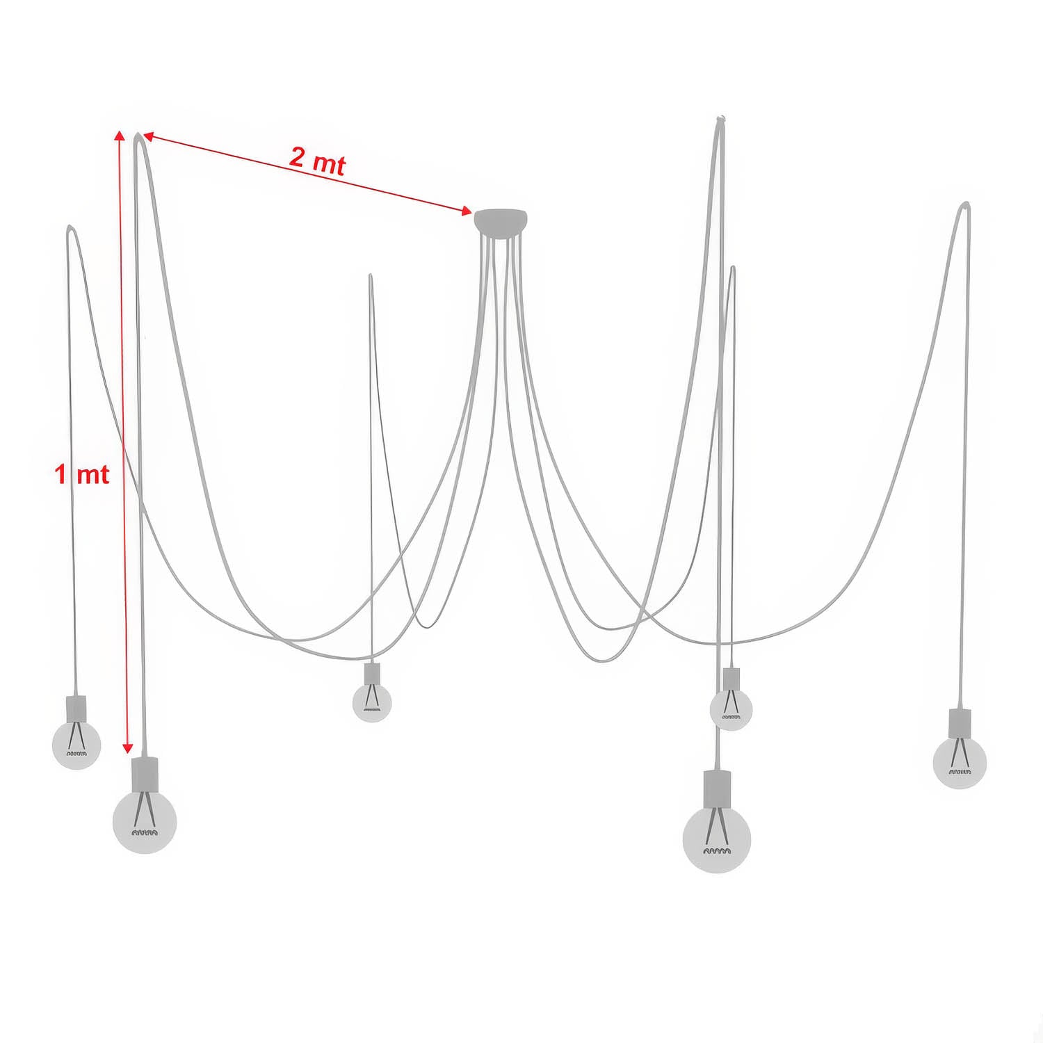 Lampada a sospensione multipla a 6 cadute con finiture in ceramica colorata - Giallo