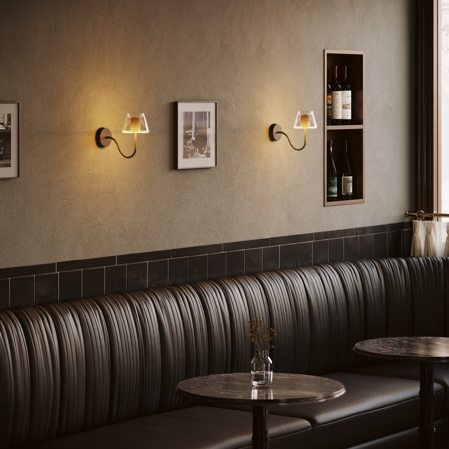 Lampada da parete Fermaluce G07 con estensione a S - Nero