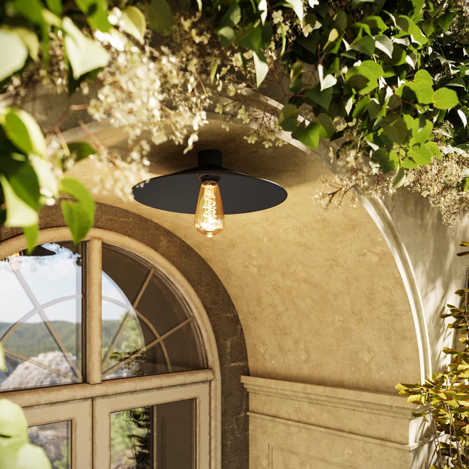 Lampada da soffitto Nera con paralume in metallo Swing - Waterproof IP44 - IO - Creative Cables