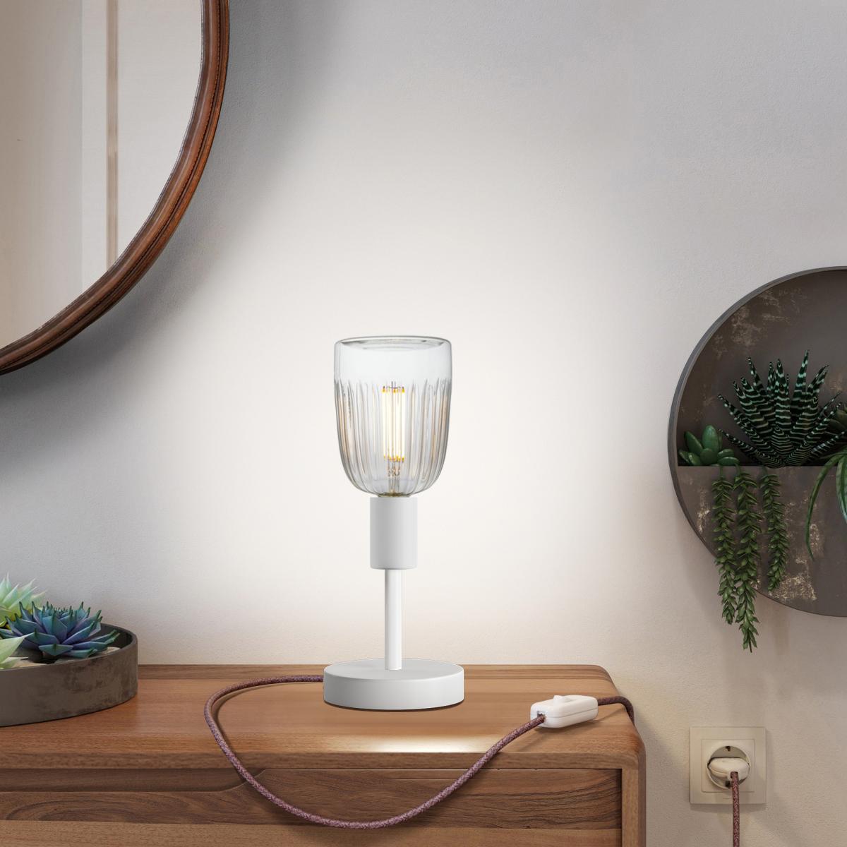 Lampada da tavolo Alzaluce Tiche in metallo - Bianco opaco - Creative Cables