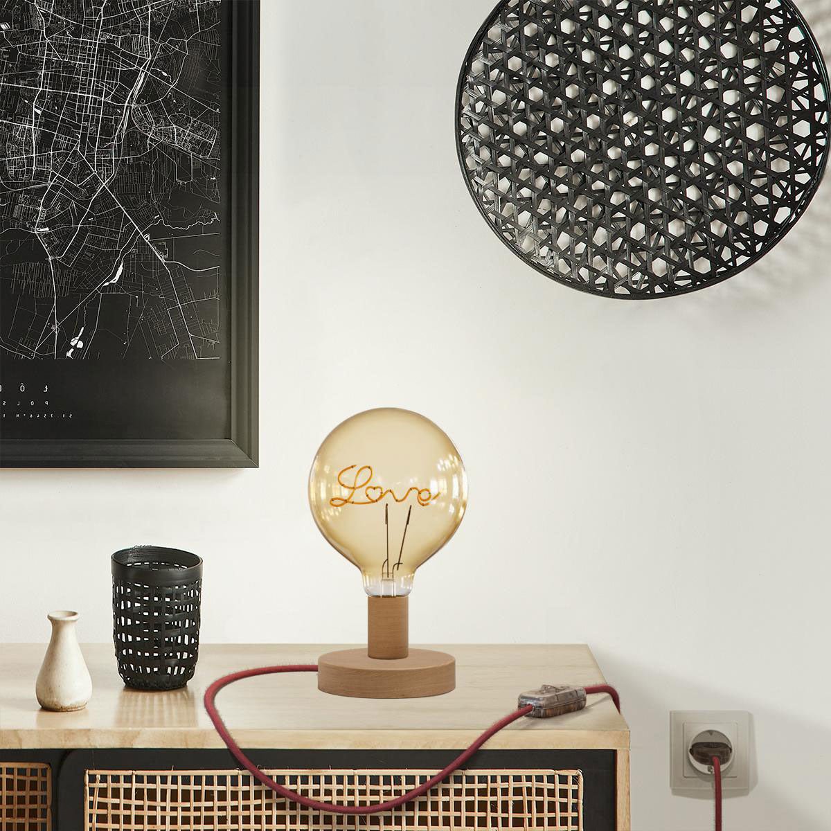 Lampada da tavolo Posaluce Love in legno - Neutro - Creative Cables