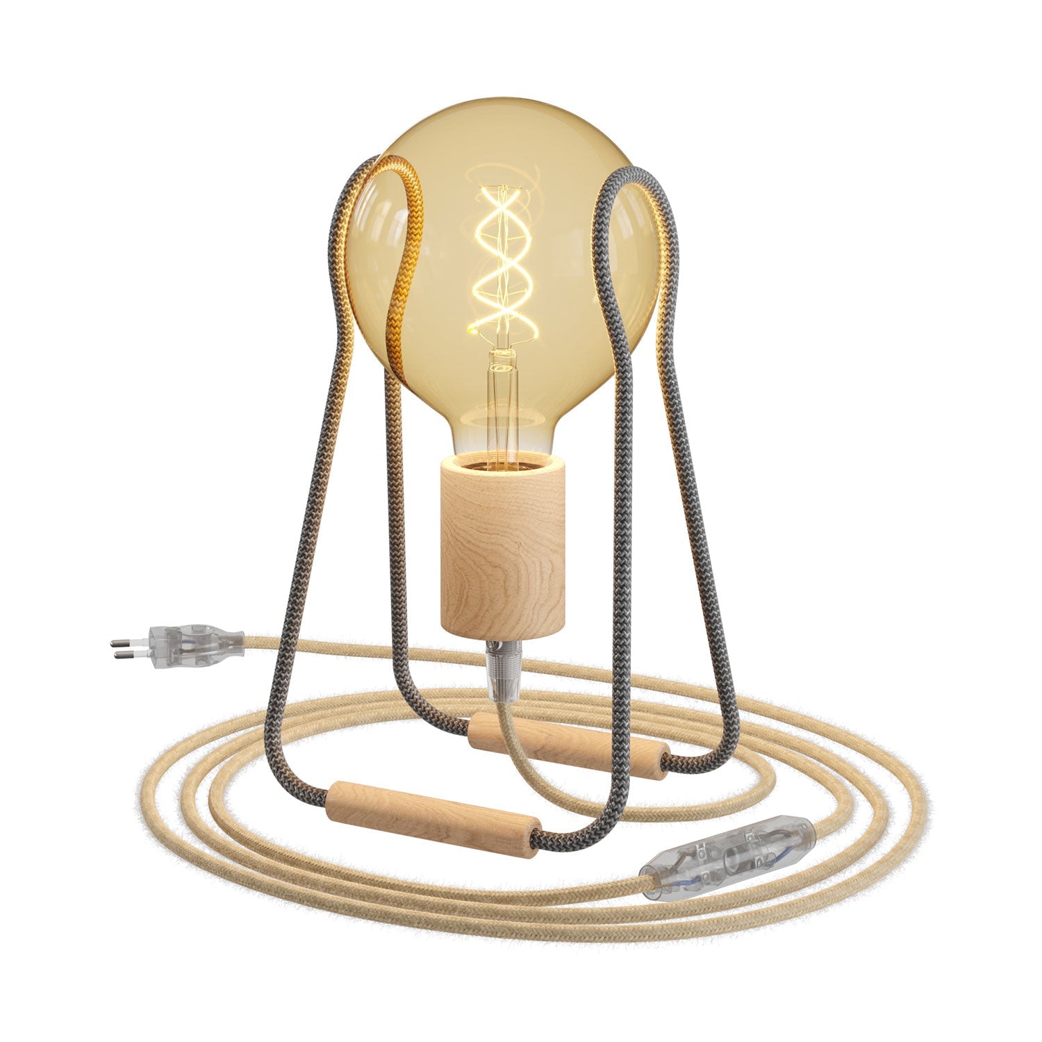 Lampada da tavolo Taché Wood - Zig Zag Grigio scuro - Creative Cables