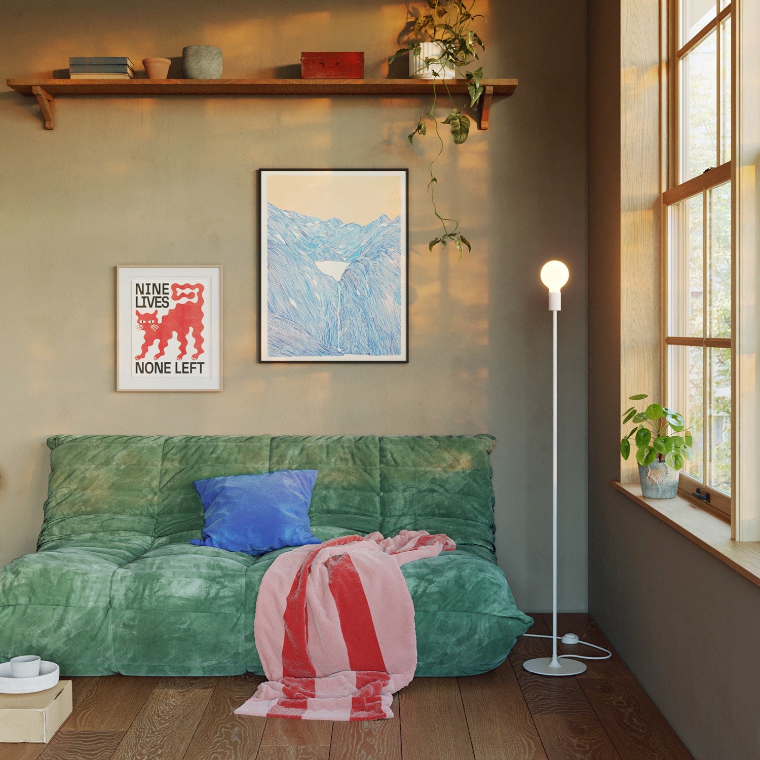 Lampada da terra MAG - Y con base metallica tonda - Bianco opaco - Creative Cables