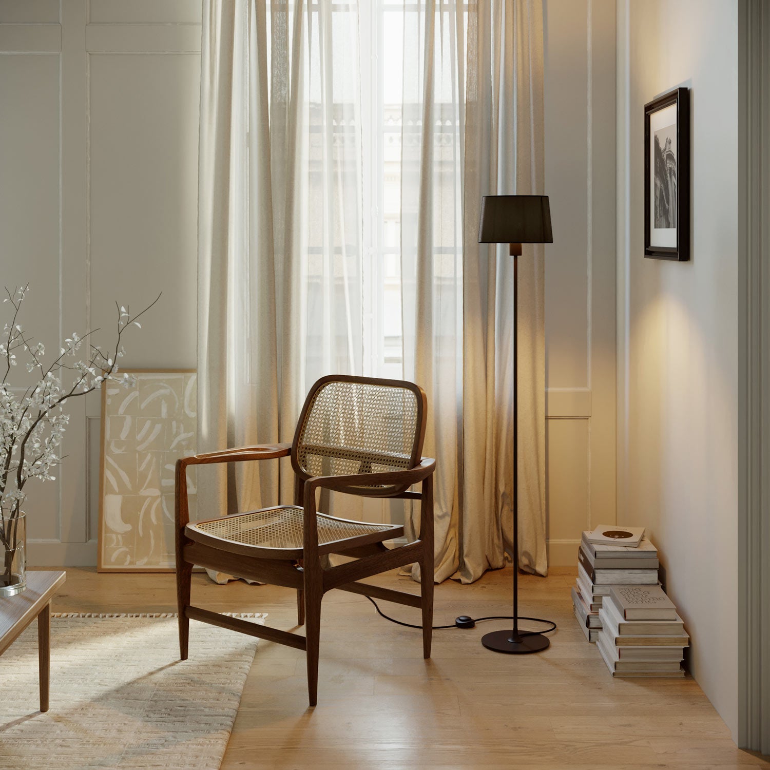 Lampada da terra MAG - Y con base metallica tonda e paralume Athena - Nero - Creative Cables