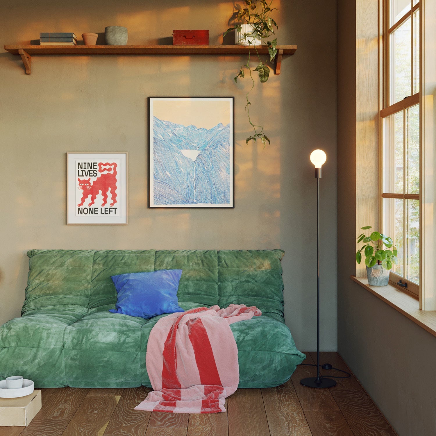 Lampada da terra MAG - Y con base metallica tonda - Nero - Creative Cables