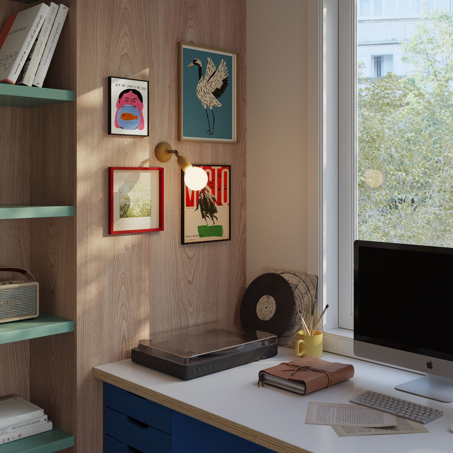 Lampada Fermaluce in silicone con snodo - Mostarda