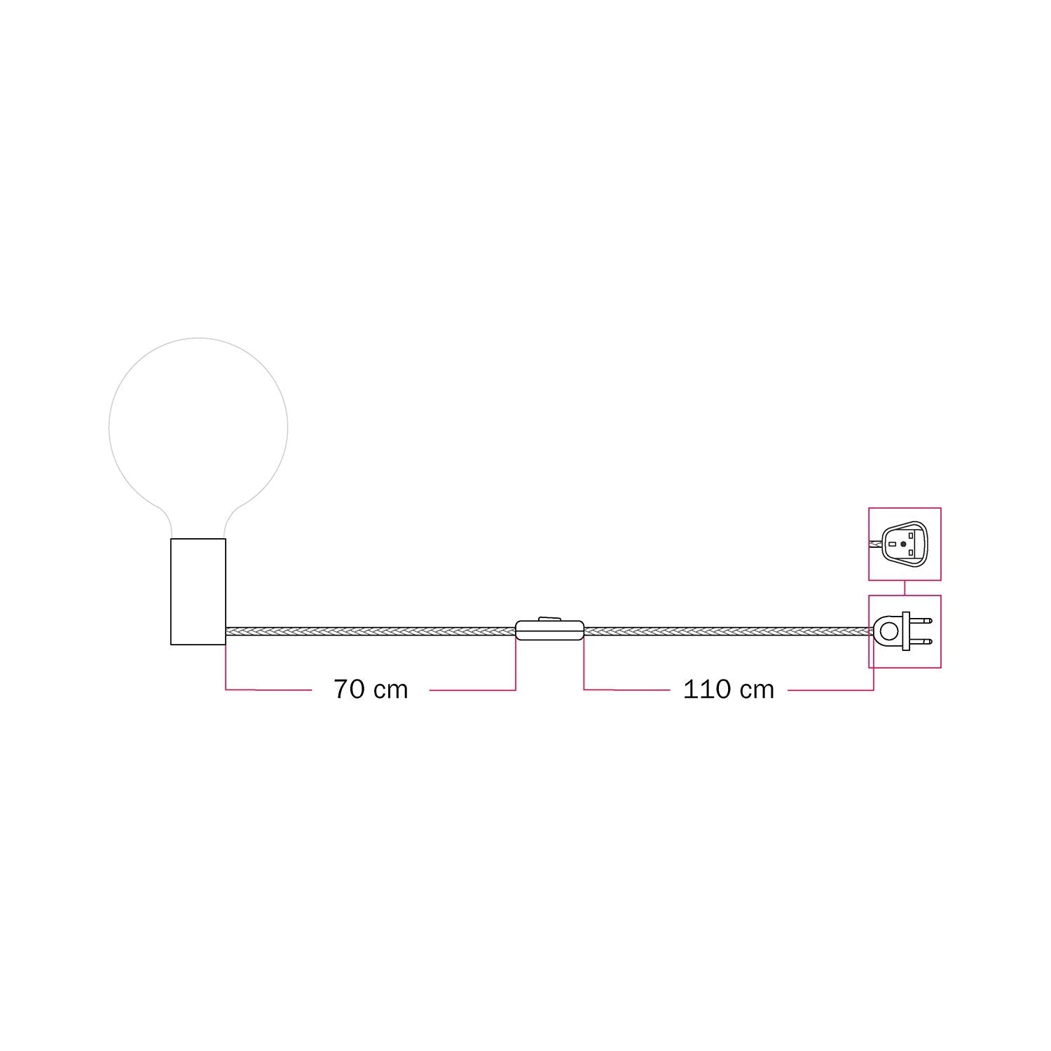 Lampada magnetica plug-in con attacco E27 - Rosso