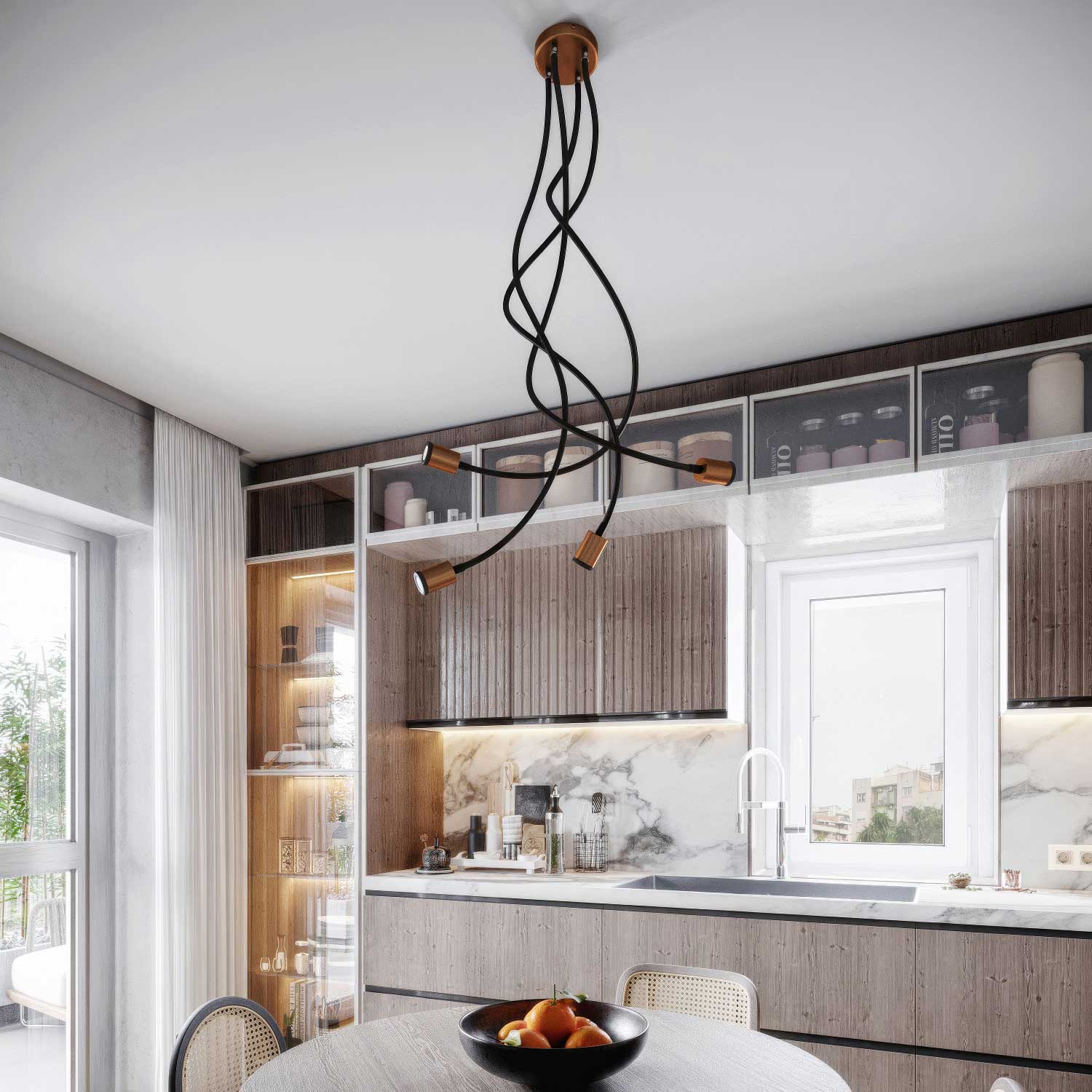 Lampada Mini faretto SPOTLIGHT GU1d0 Flex 90 da soffitto - Rame satinato