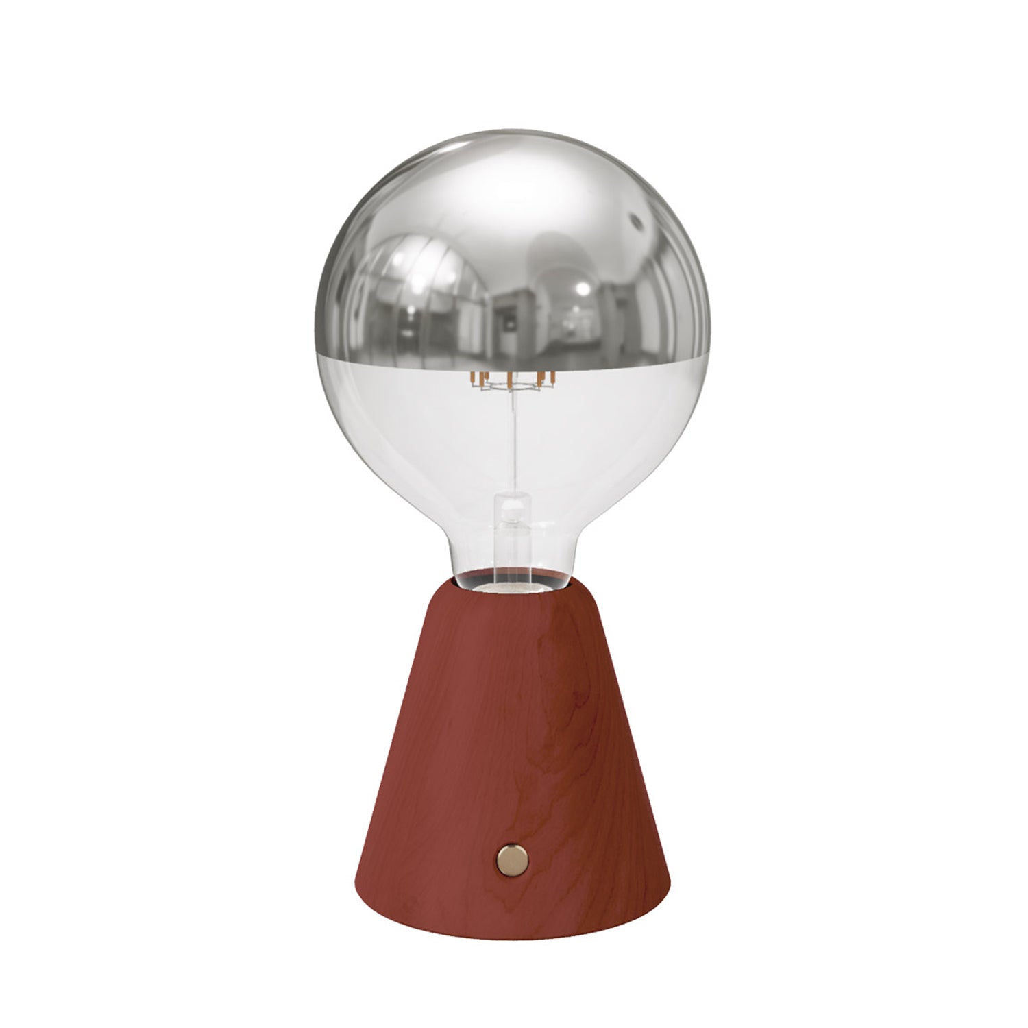 Lampada portatile ricaricabile Cabless01 con lampadina globo mezza sfera argento - Terracotta - Creative Cables