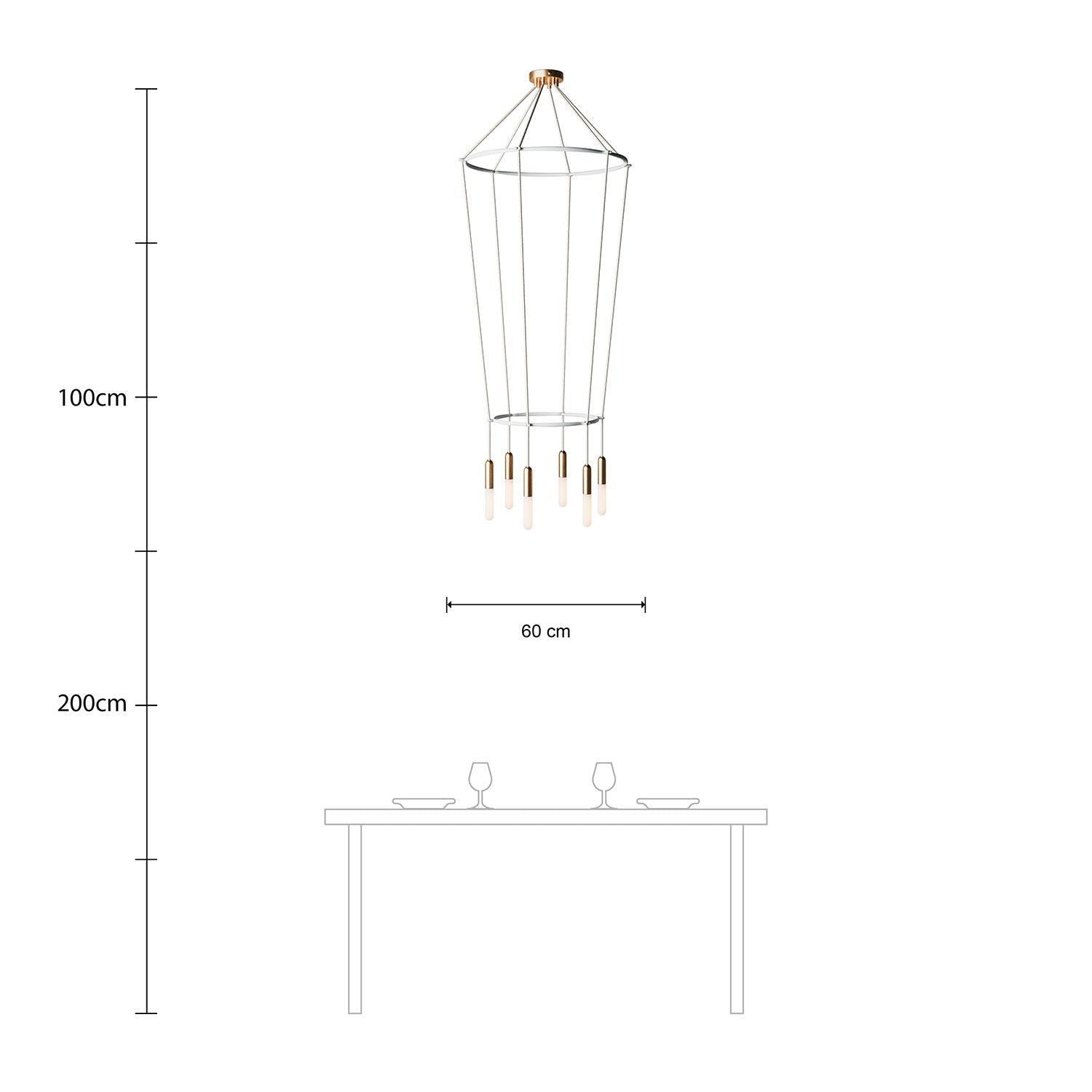 Lampadario 2 Cage a 6 cadute P-Light - Bronzo satinato