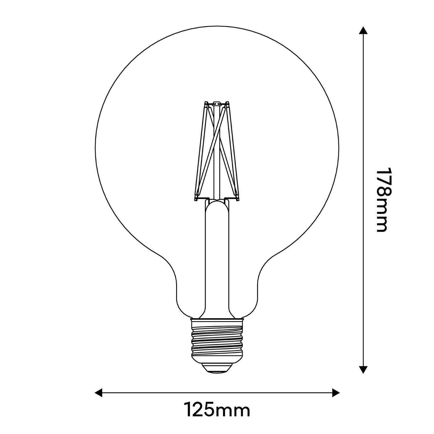 Lampadina LED Porcellana Linea 5V Globo G125 2,2W 160Lm E27 2500K Dimmerabile - B06