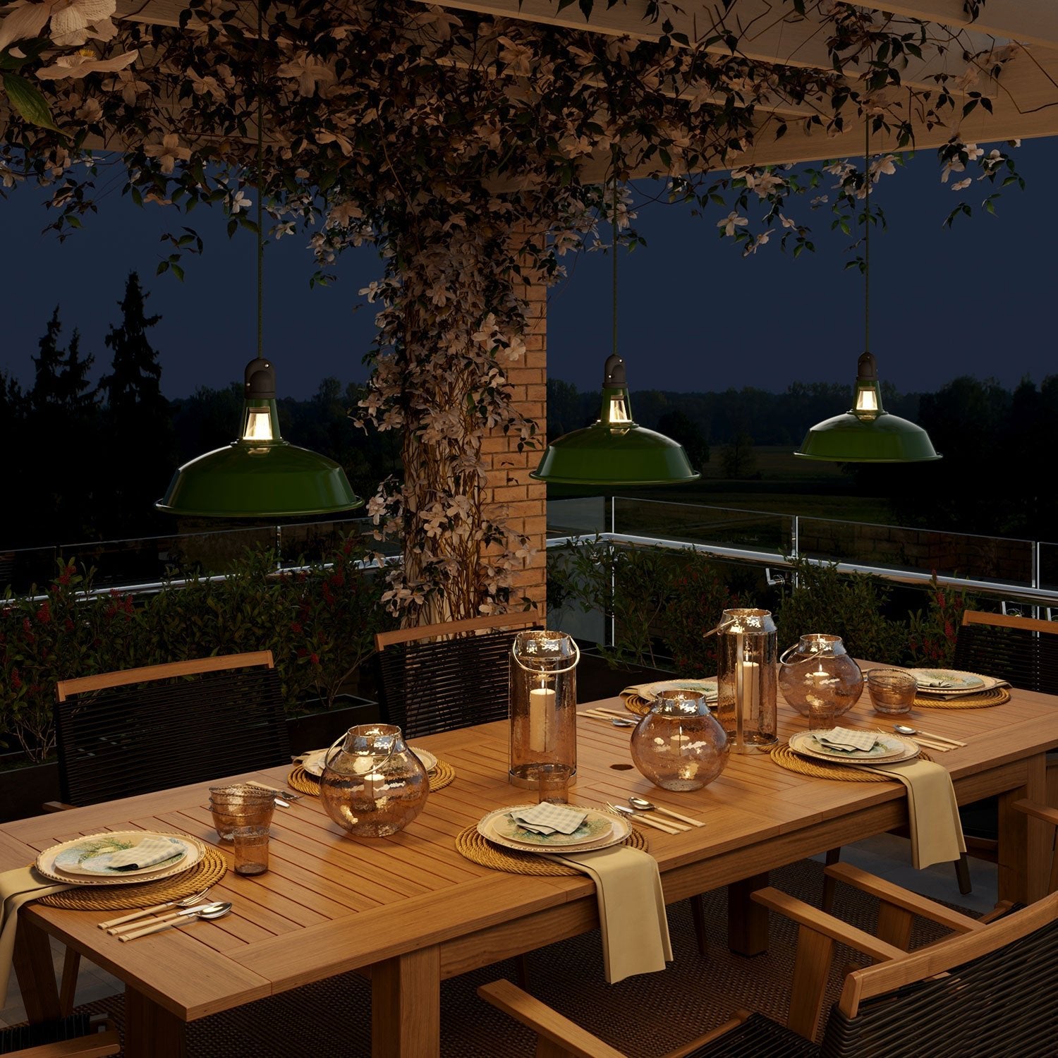 Modulair ELEGANT Lampada per esterni con paralume, 5 m cavo, rosone in silicone e portalampada IP65 waterproof - Verde