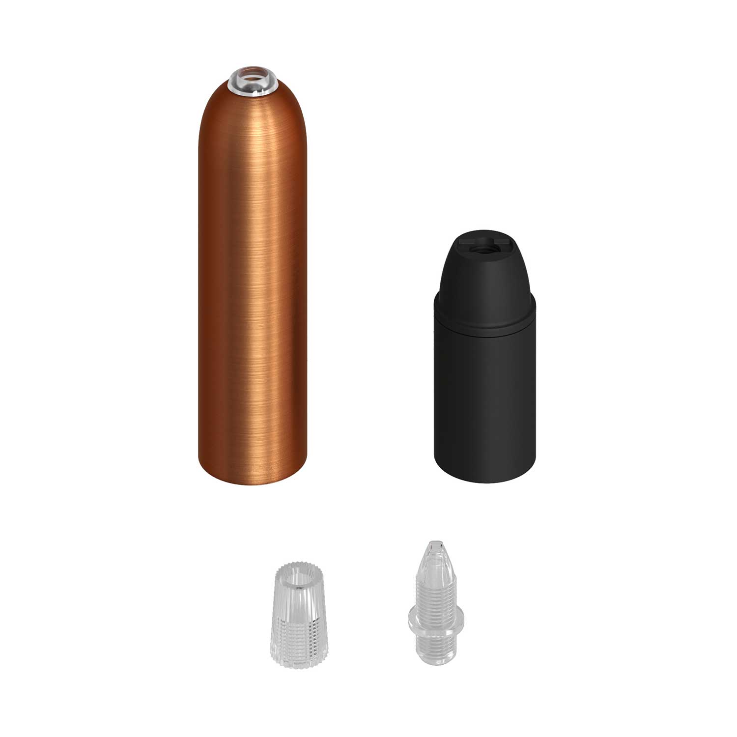 P-Light, kit portalampada E14 in metallo con serracavo a scomparsa - Rame satinato