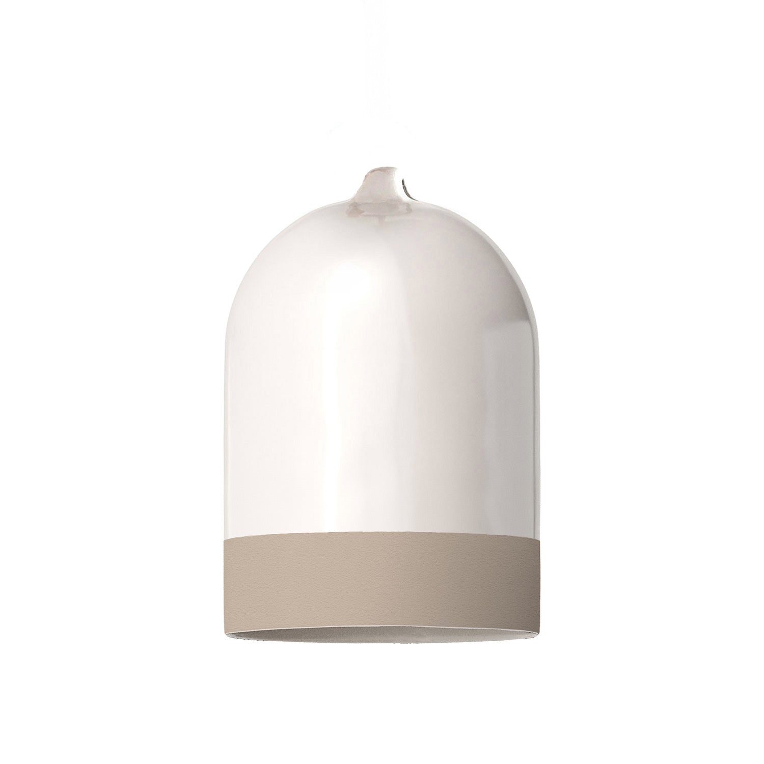 Paralume Campana Mini XS bicolore in ceramica Bianco e Tortora, collezione Materia - Made in Italy