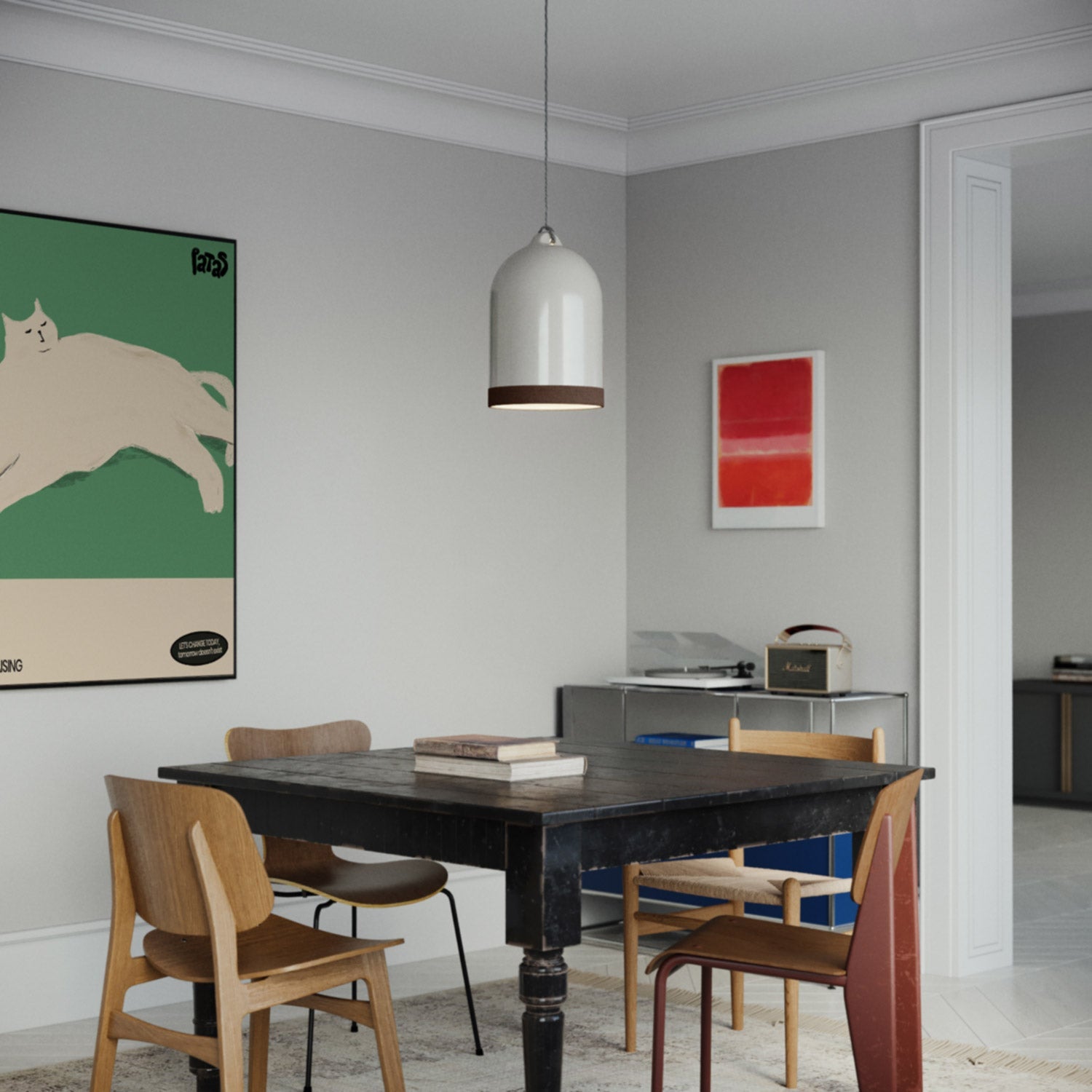 Paralume Campana XL bicolore in ceramica Bianco e Marrone, collezione Materia - Made in Italy