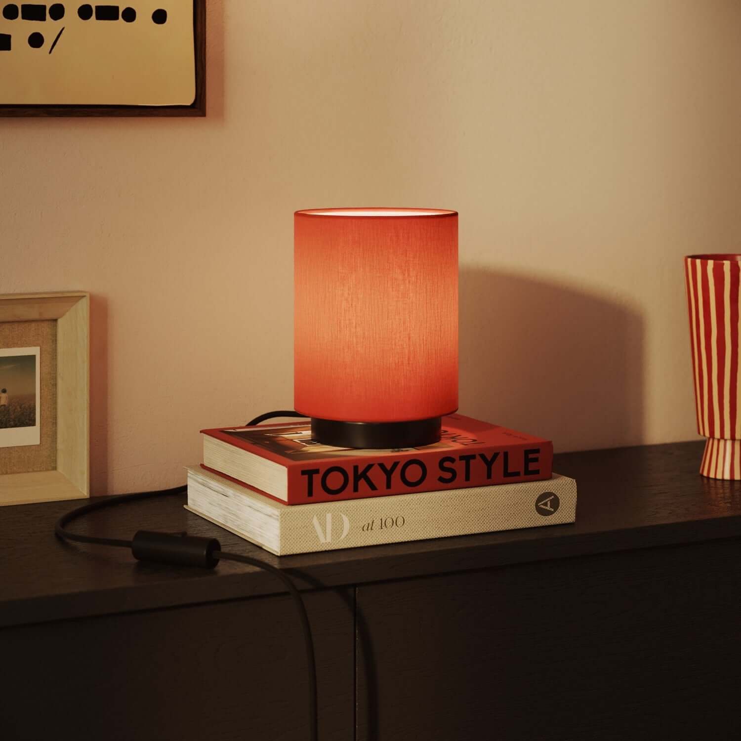 Paralume Cilindro in tessuto con attacco E27 - 100% Made in Italy - Cinette aragosta