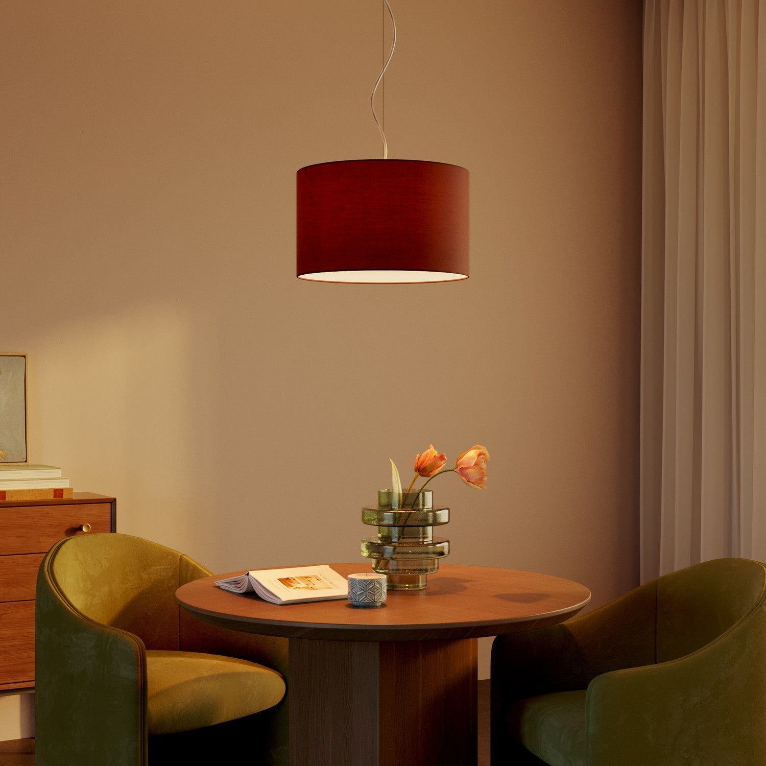 Paralume Cilindro L in tessuto con attacco E27 - Made in Italy - Arenal Bordeaux