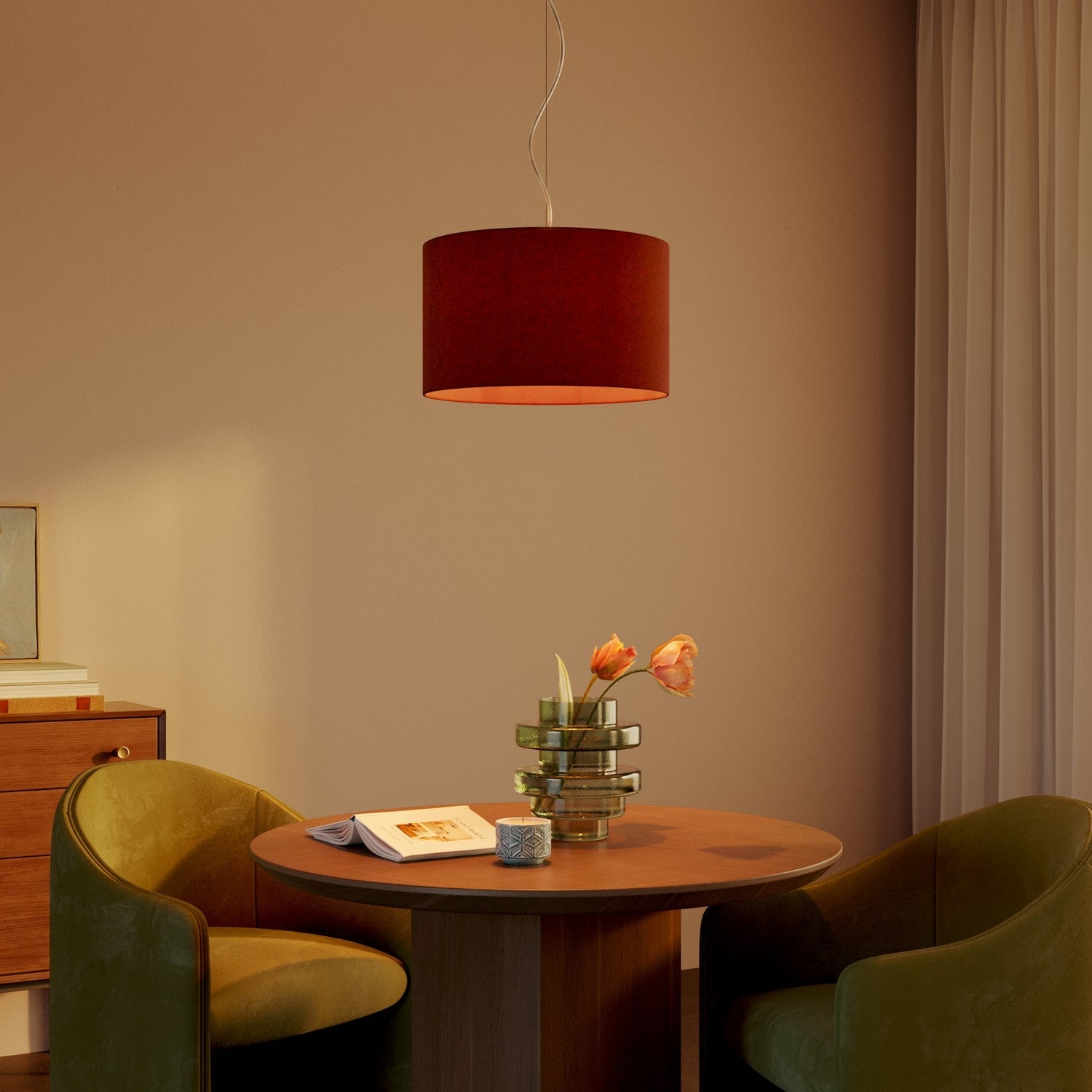 Paralume Cilindro L in tessuto con attacco E27 - Made in Italy - Lana Aragosta