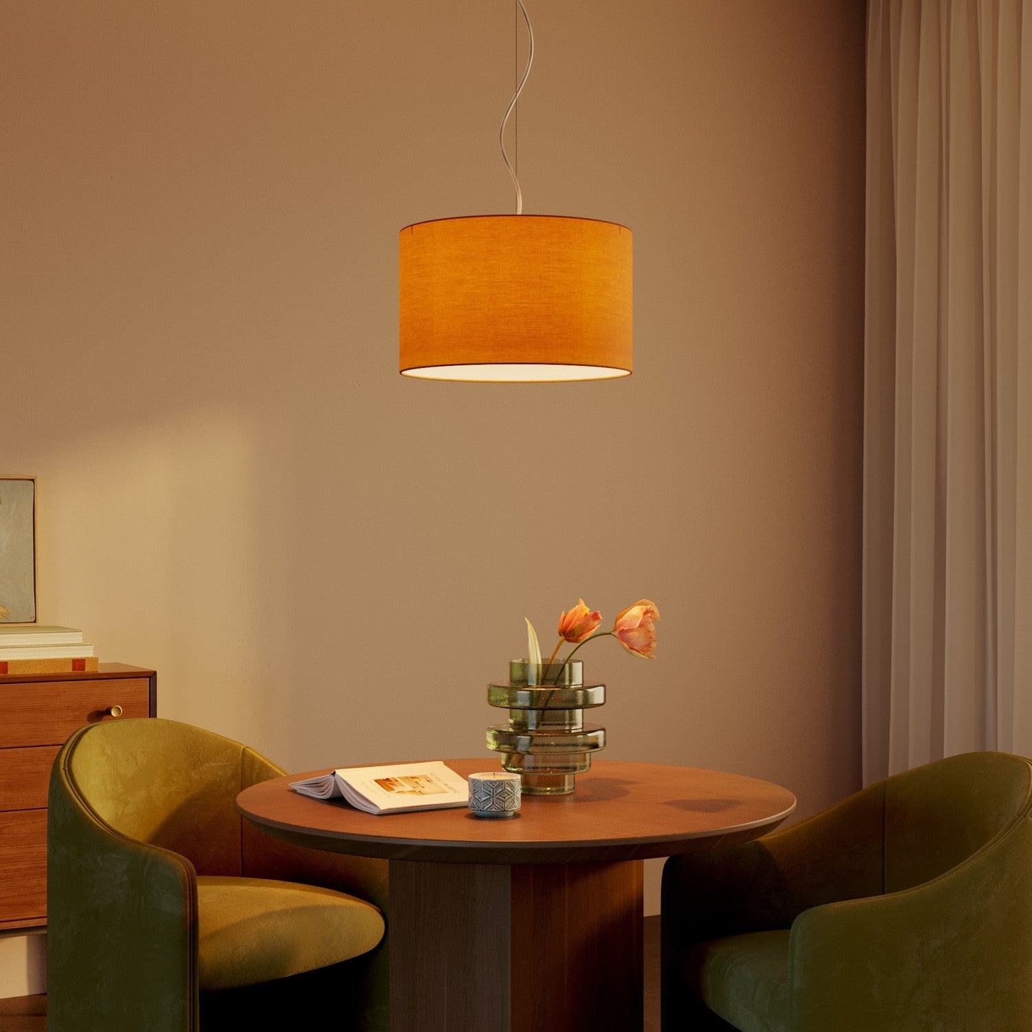 Paralume Cilindro L in tessuto con attacco E27 - Made in Italy - Teletta Mandarino