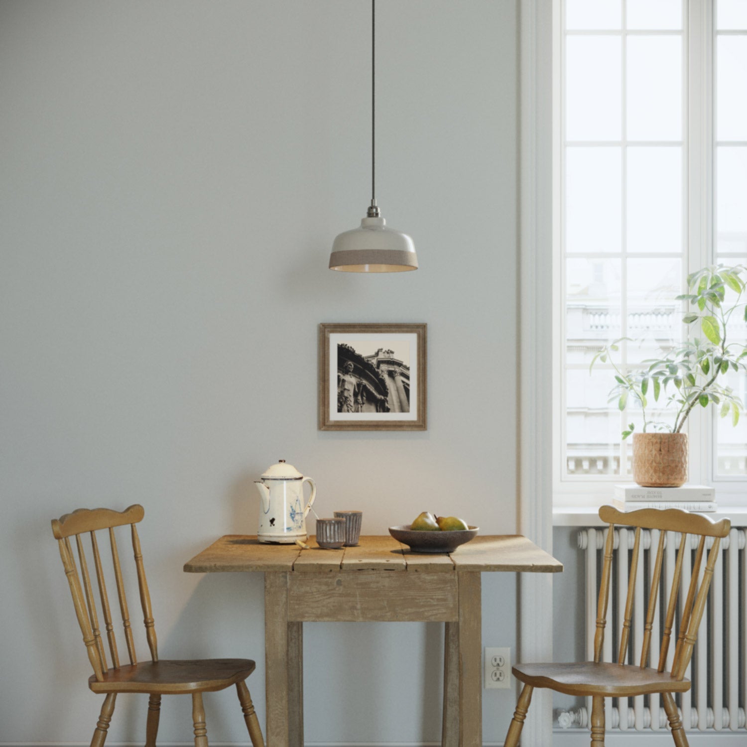 Paralume Coppa bicolore in ceramica Bianco e Tortora, collezione Materia - Made in Italy