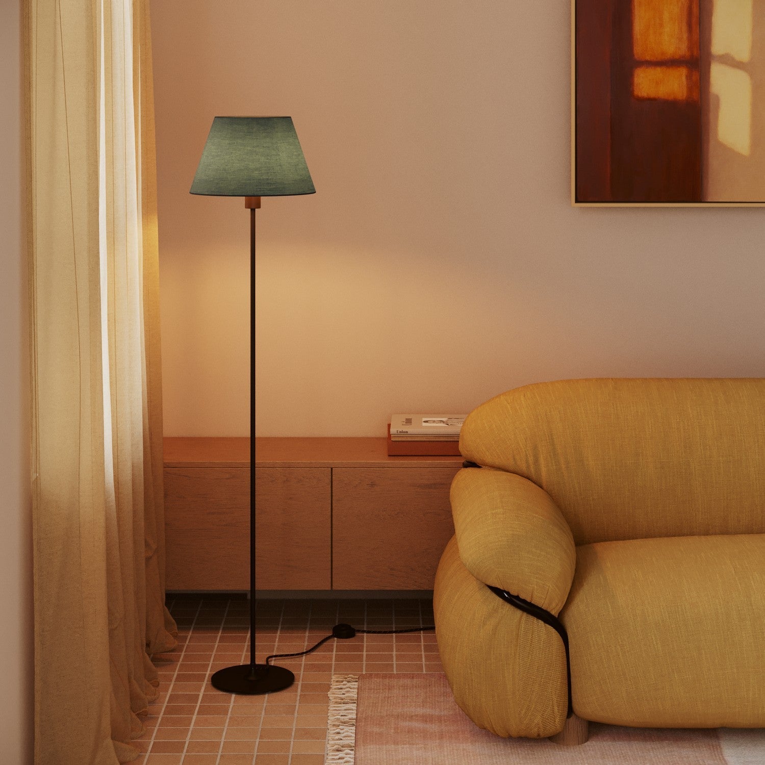 Paralume Impero M in tessuto per lampada da tavolo o applique con attacco E27 - Made in Italy - Teletta azzurro severo