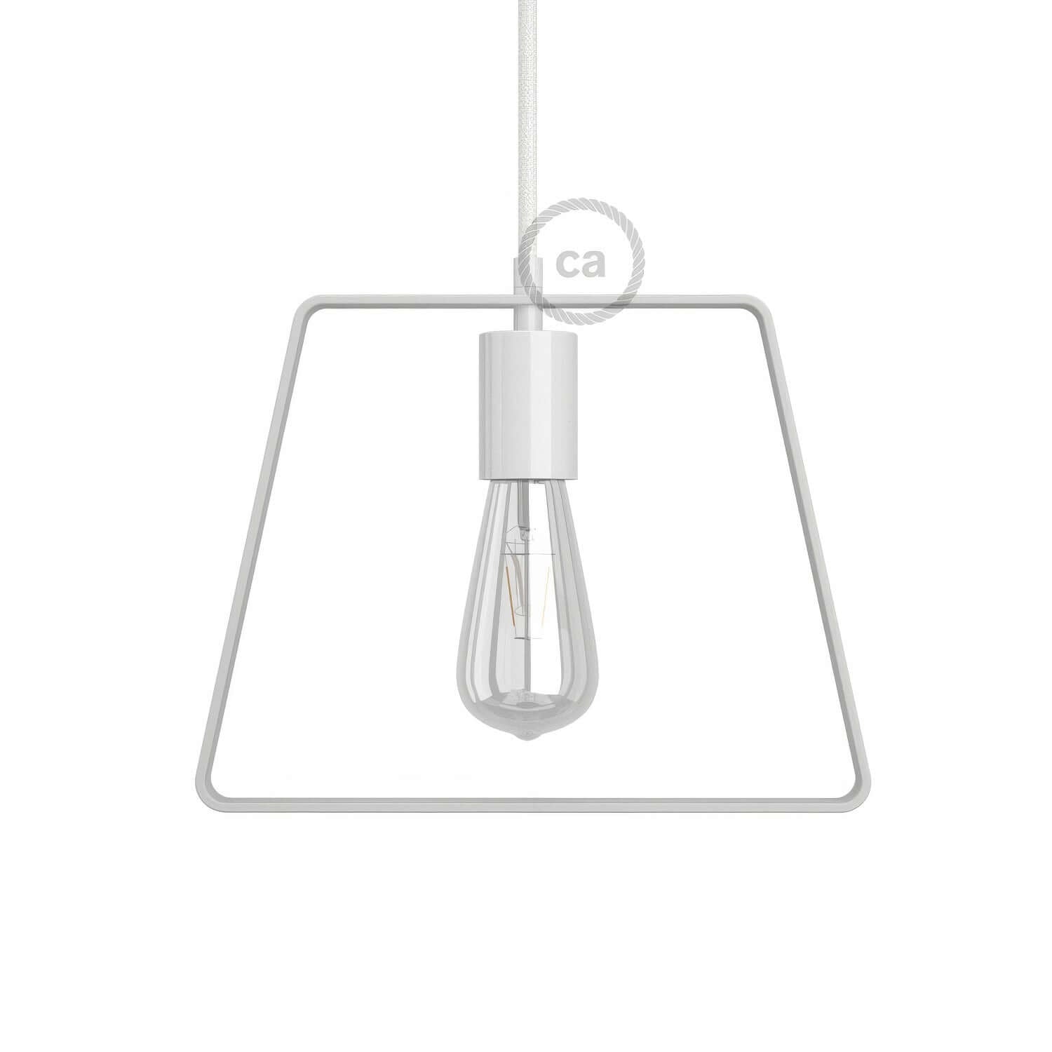 Paralume in metallo Duedì Base con copriportalampada in metallo e portalampada E27 - Bianco