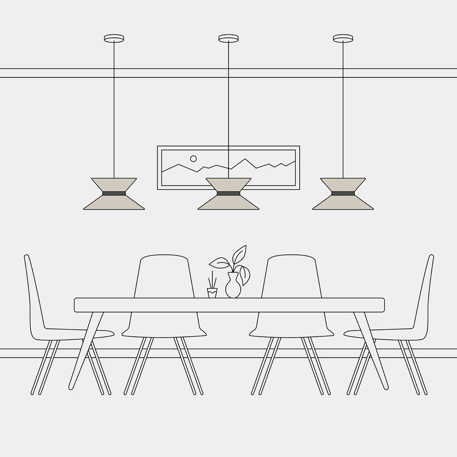 Paralume in tessuto Clessidra per lampada a sospensione - Lana Beige Lana grigio scuro