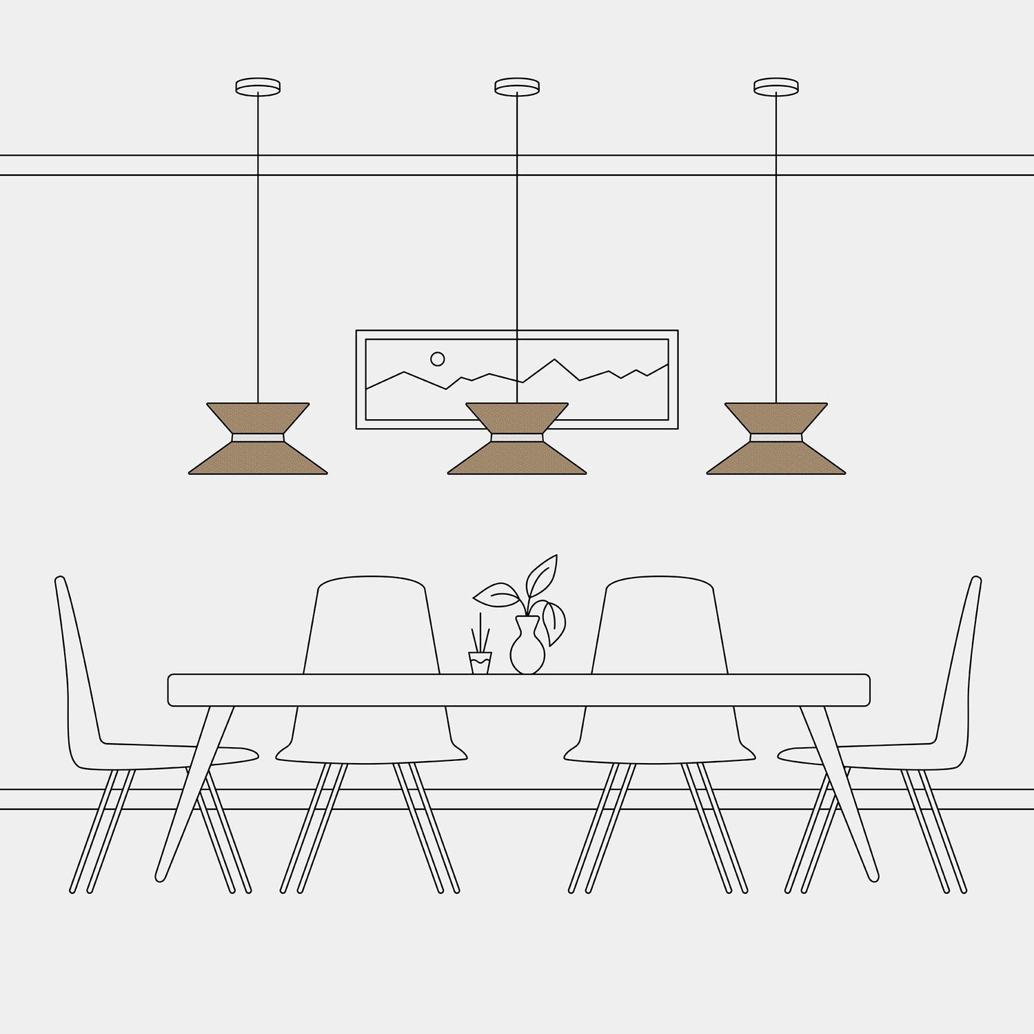 Paralume in tessuto Clessidra per lampada a sospensione - Lana Marrone Lana sabbia