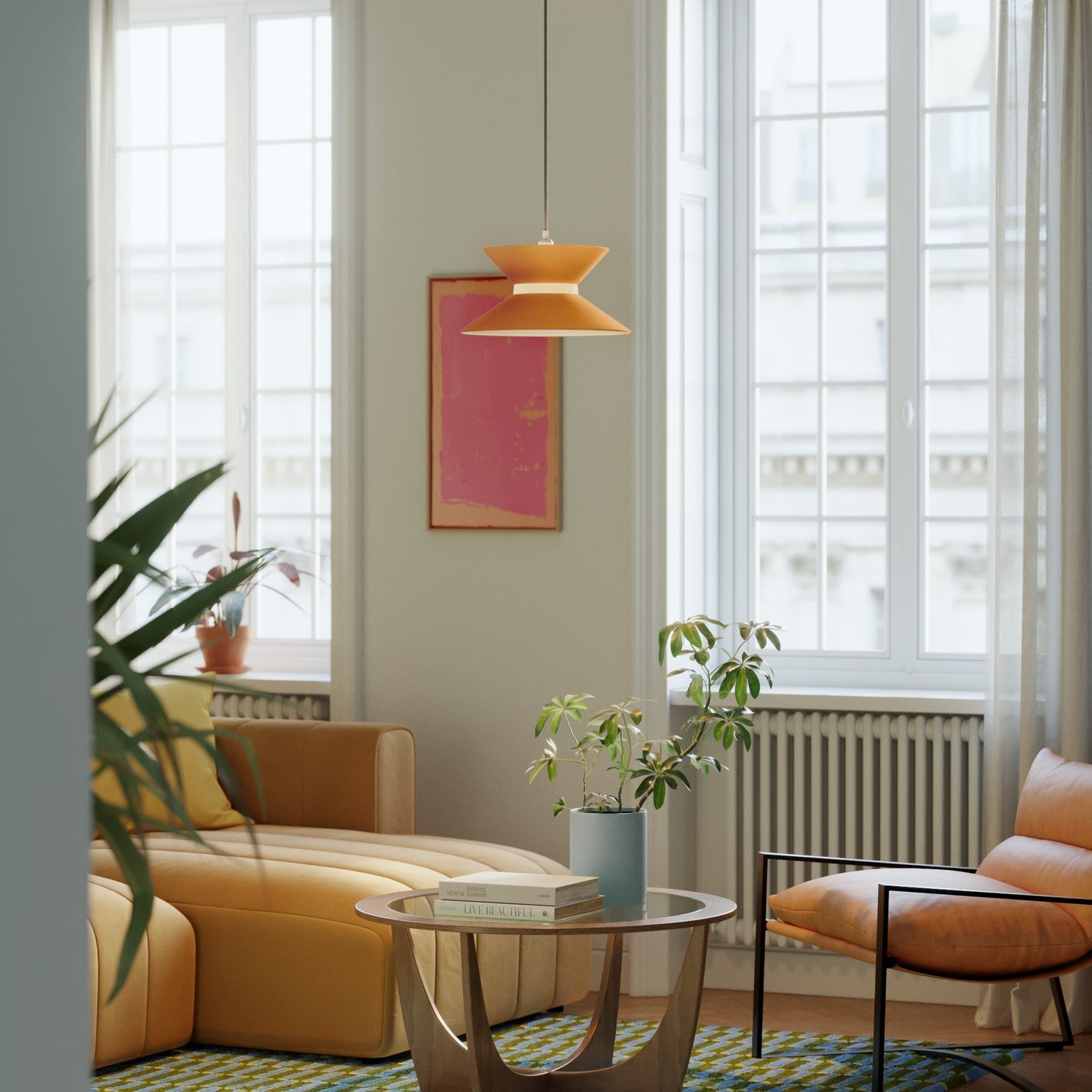 Paralume in tessuto Clessidra Teletta mandarino - Made in Italy Arenal sabbia