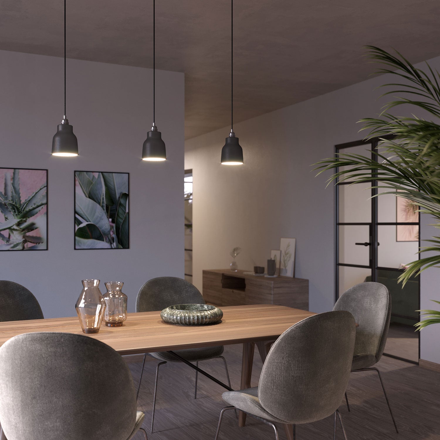 Paralume Vaso in ceramica, collezione Materia - Made in Italy - Lavagna