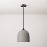 Lampada a sospensione completa di cavo tessile e paralume Campana M in ceramica - Effetto cemento