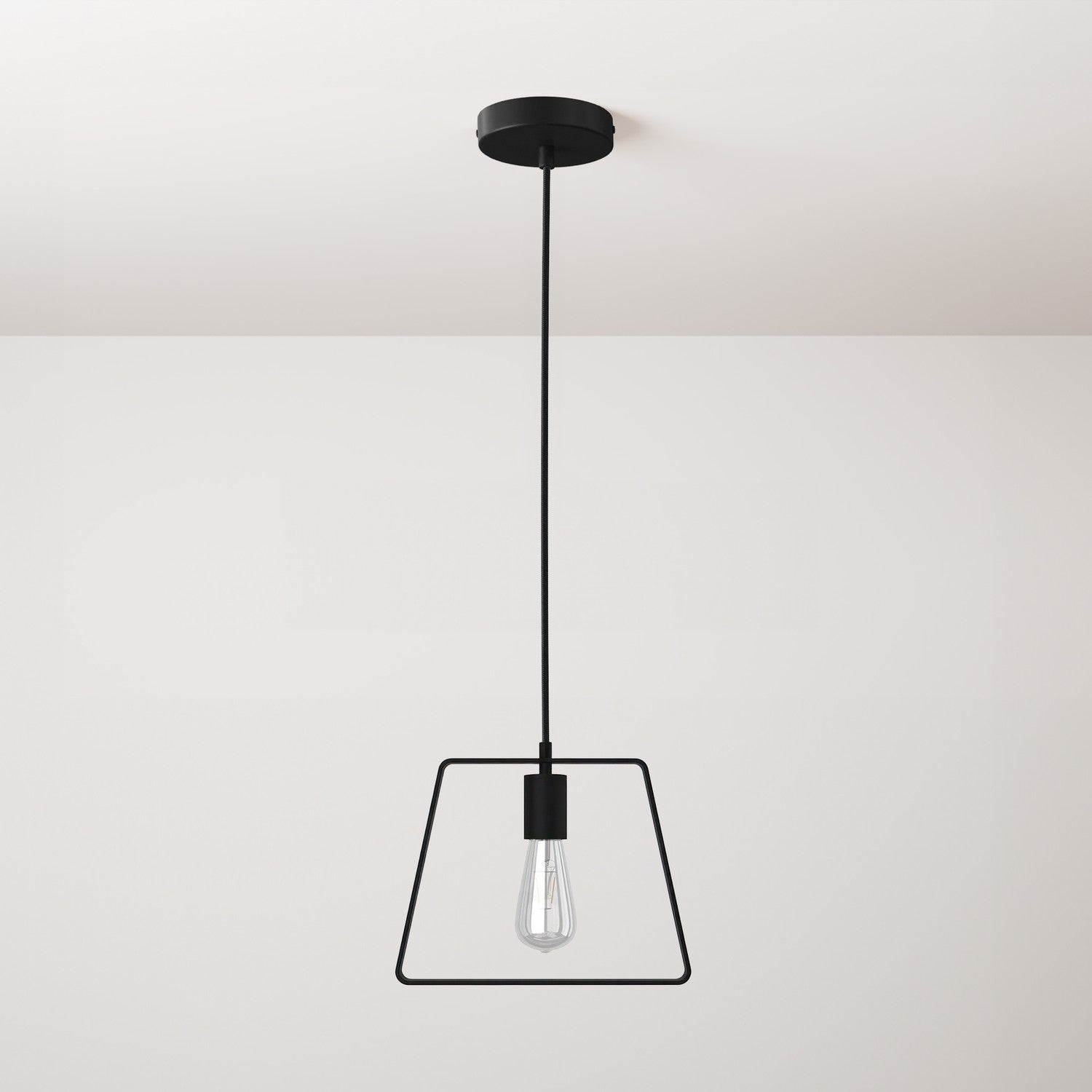 Pendant lamp with textile cable, Duedì Base lampshade and metal details - Black