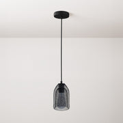 Lampada a sospensione completa di cavo tessile, paralume Ghostbell e finiture in metallo - Nero