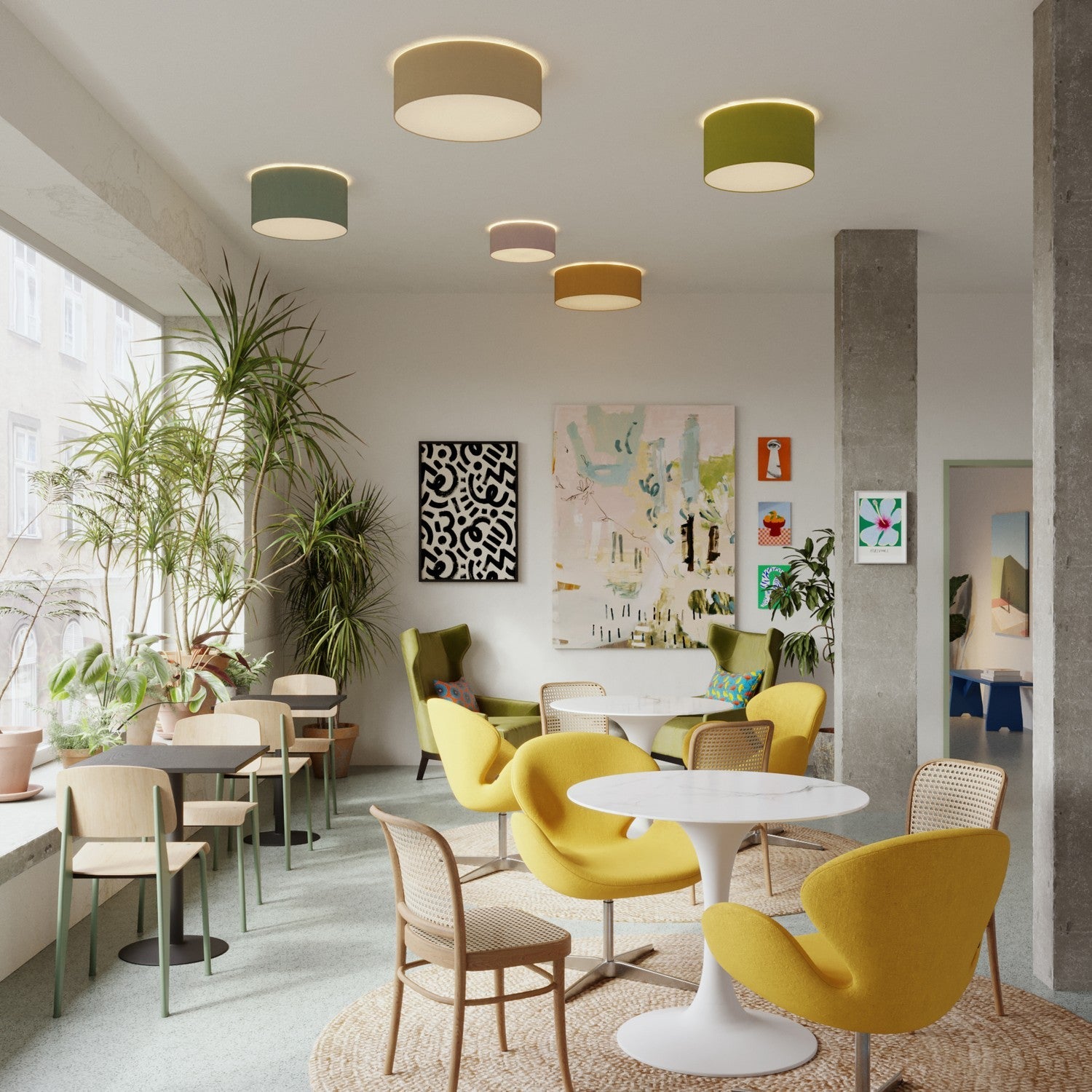 Plafoniera in tessuto Large Cinette aragosta - Made in Italy