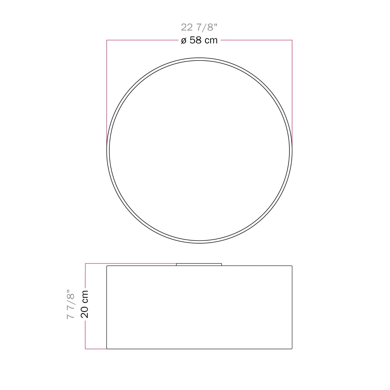 Plafoniera in tessuto Large Teletta antracite - Made in Italy