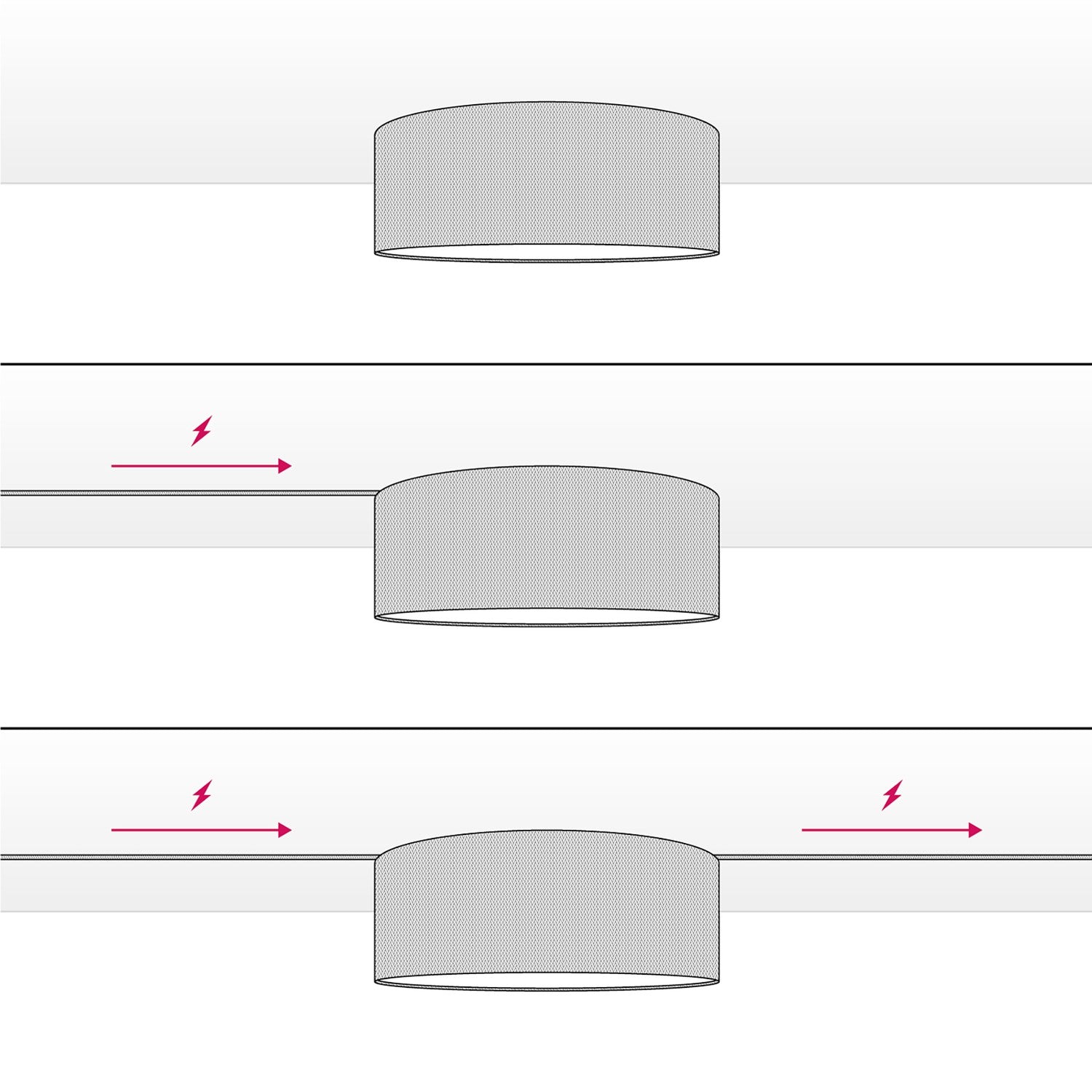 Plafoniera in tessuto Medium Arenal cenere - Made in Italy