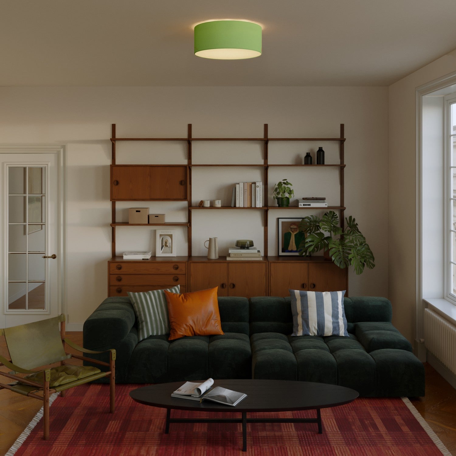 Plafoniera in tessuto Medium Slim - Made in Italy - Cinette Verde Pistacchio - Creative Cables