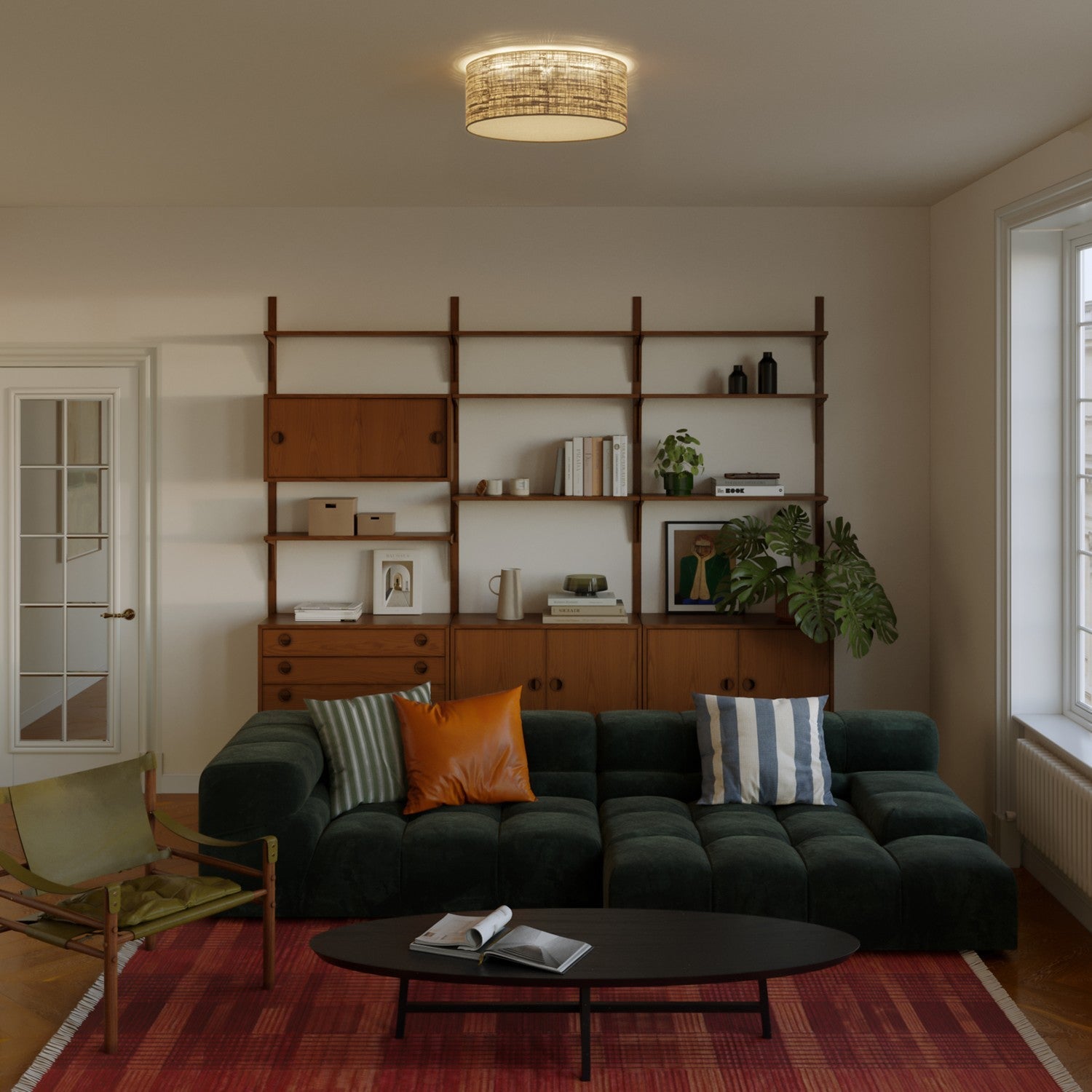 Plafoniera in tessuto Medium Slim - Made in Italy - Raphia - Creative Cables