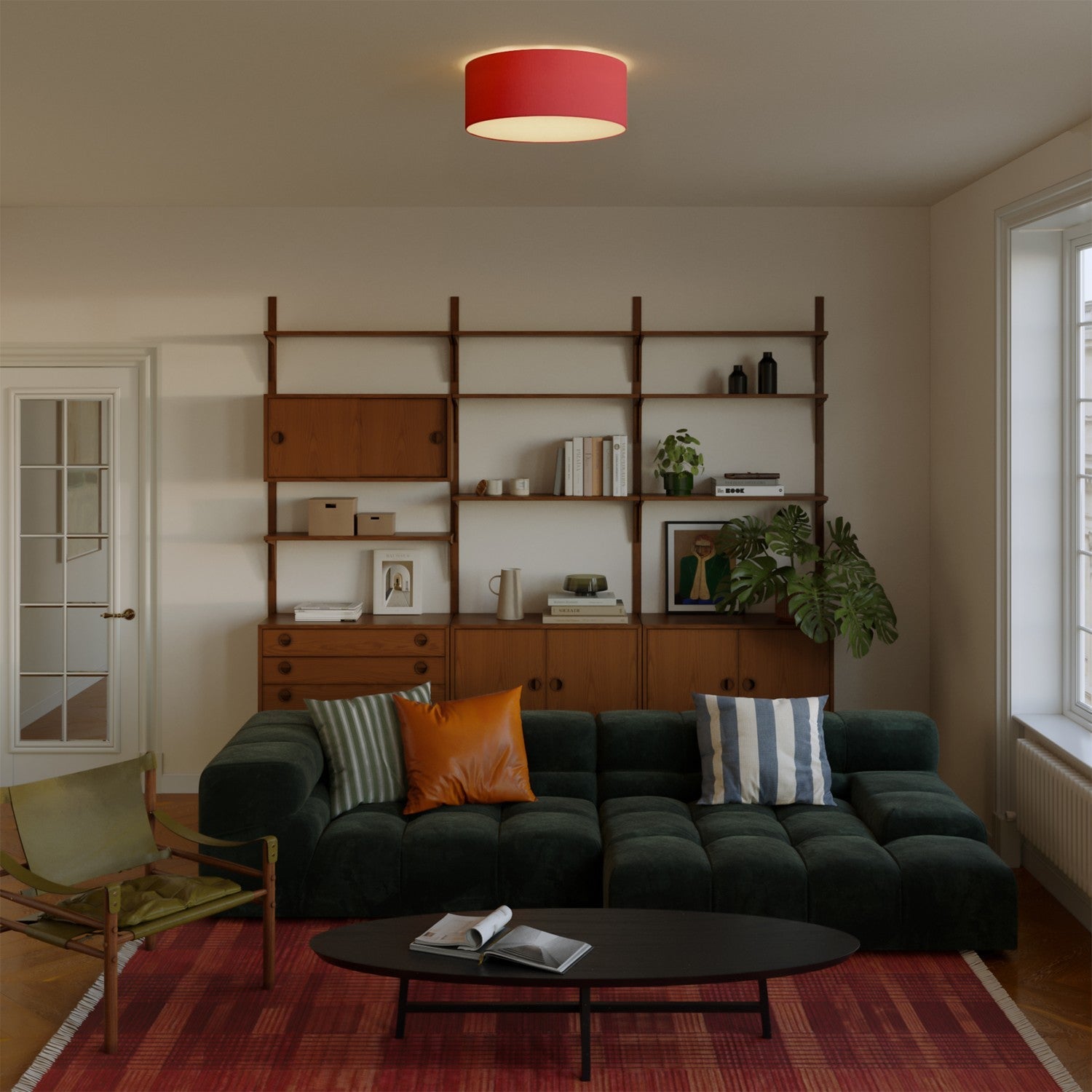 Plafoniera in tessuto Medium Slim - Made in Italy - Teletta rossa - Creative Cables