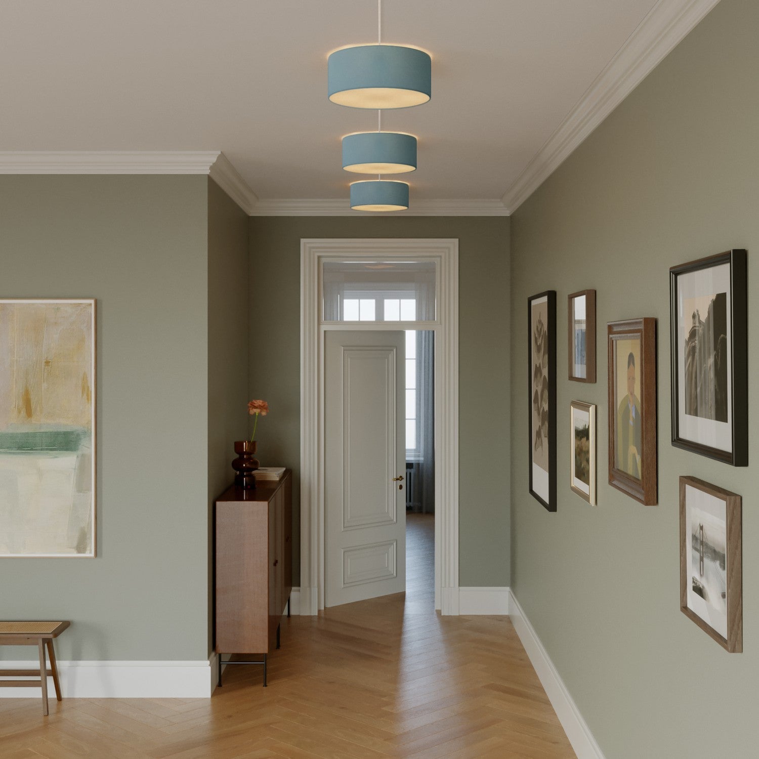 Plafoniera in tessuto Small Teletta azzurro severo - Made in Italy - Creative Cables