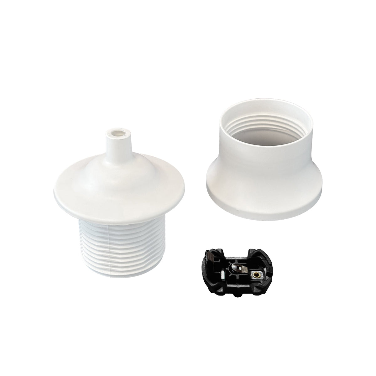 Portalampada E27 Pagoda in termoplastico con doppia ghiera - Bianco