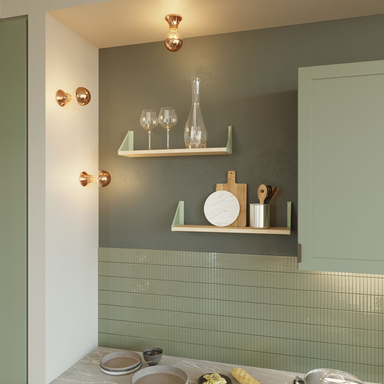 Portalampada metallizzato E27 a parete o soffitto - Rame - Creative Cables