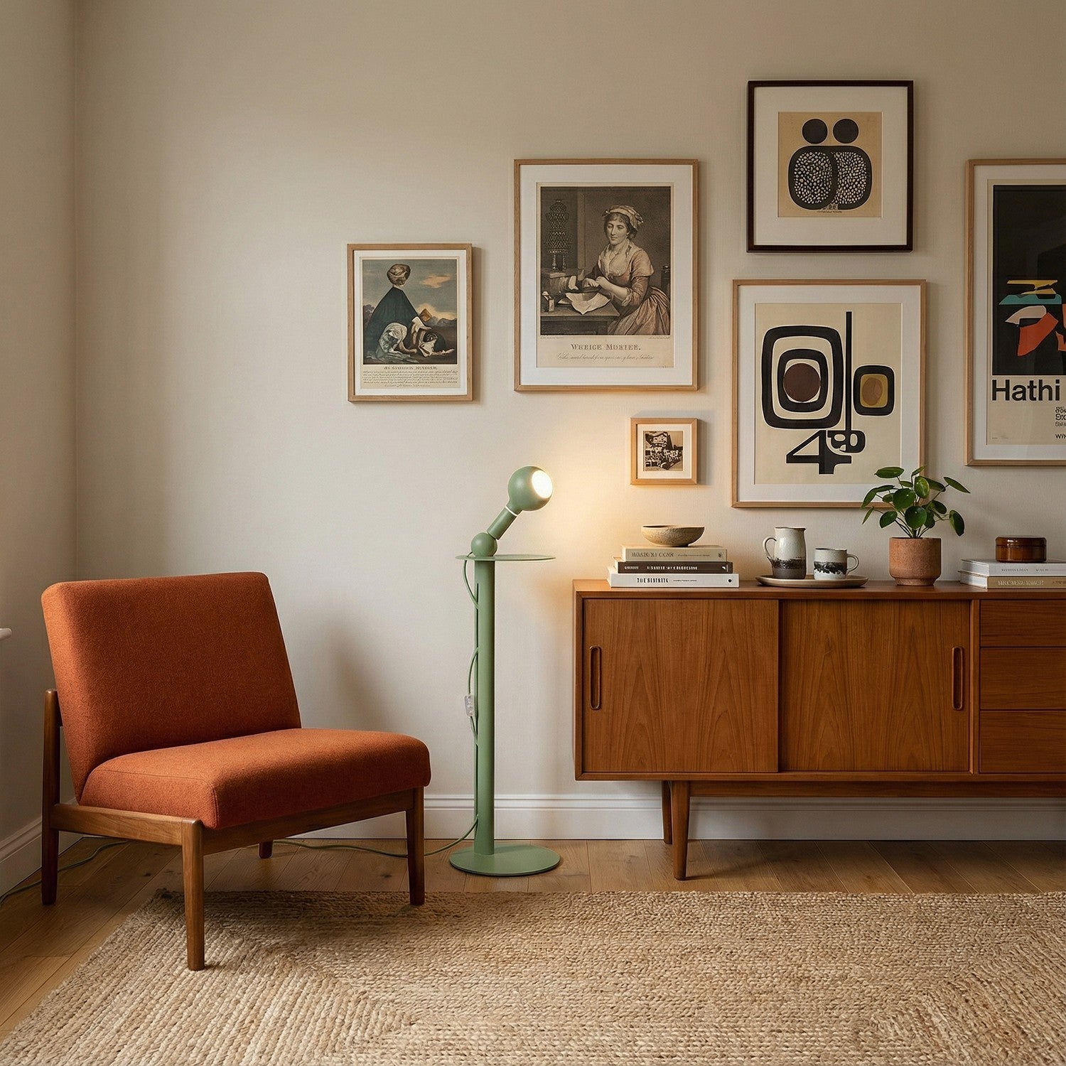 Rocco - Lampada da terra con spina UK e lampadina Camo - Verde