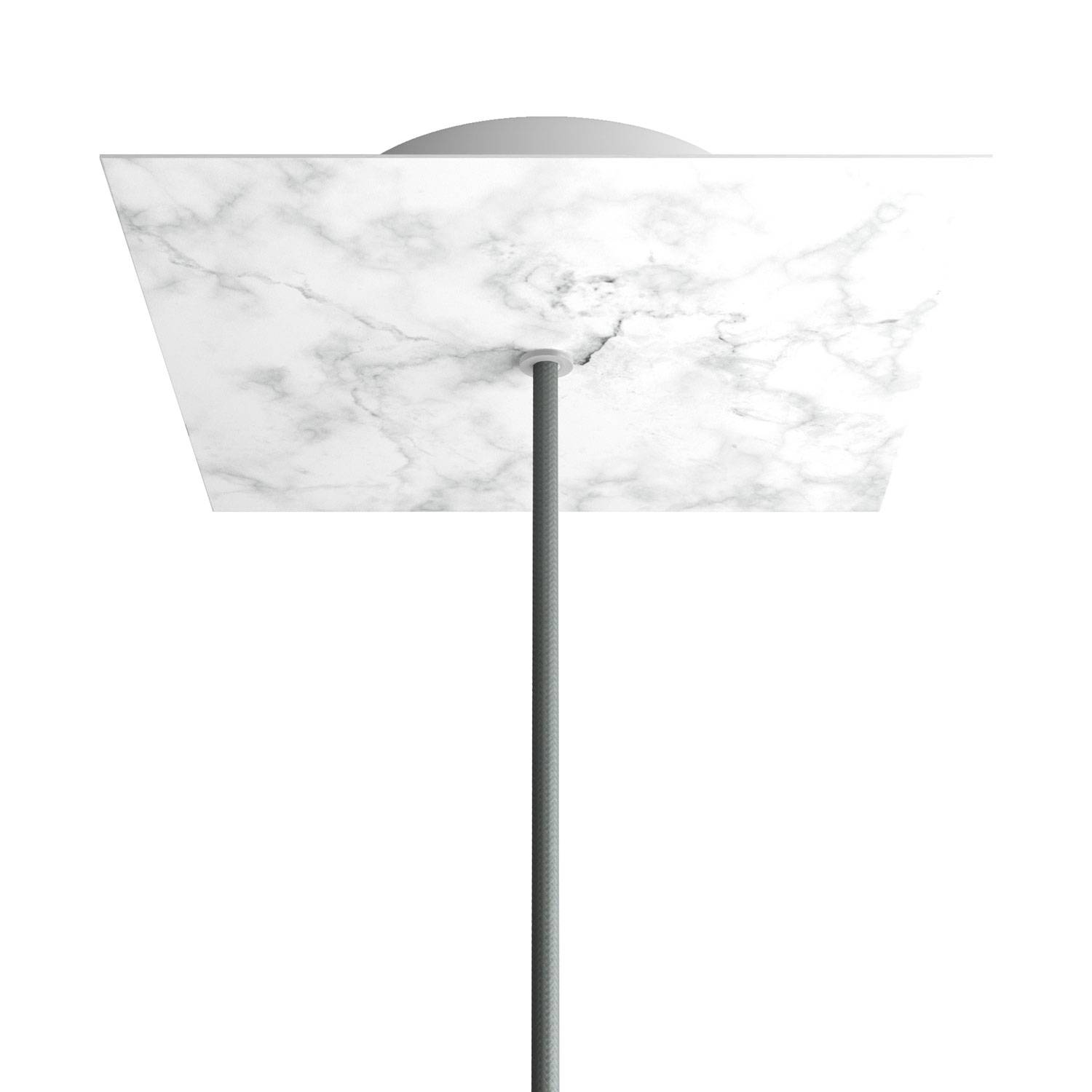 Rosone Rose - One quadrato, 200 mm con 1 foro e 4 fori laterali - Marmo Carrara - Creative Cables