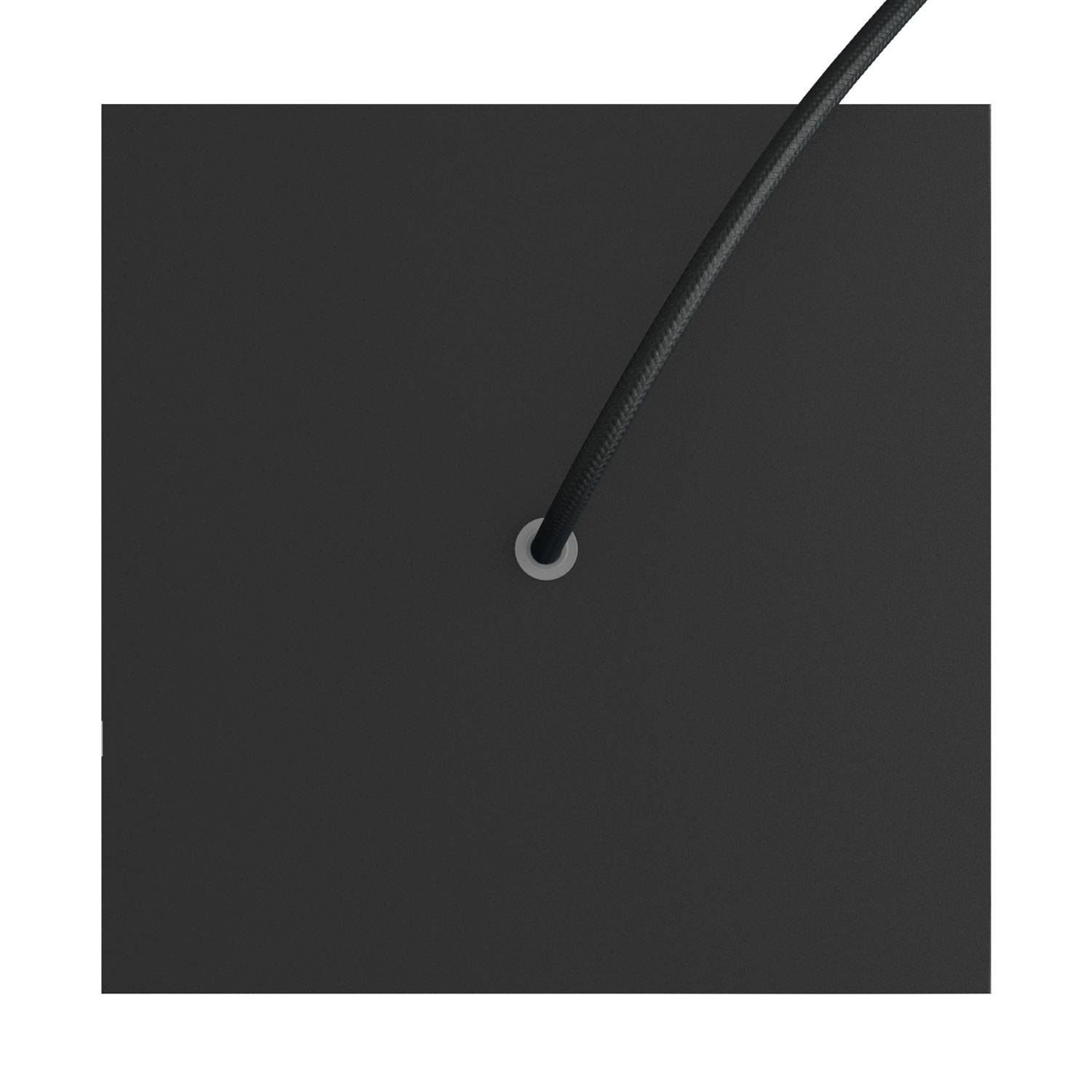 Rosone Rose - One quadrato, 200 mm con 1 foro e 4 fori laterali - Nero opaco - Creative Cables