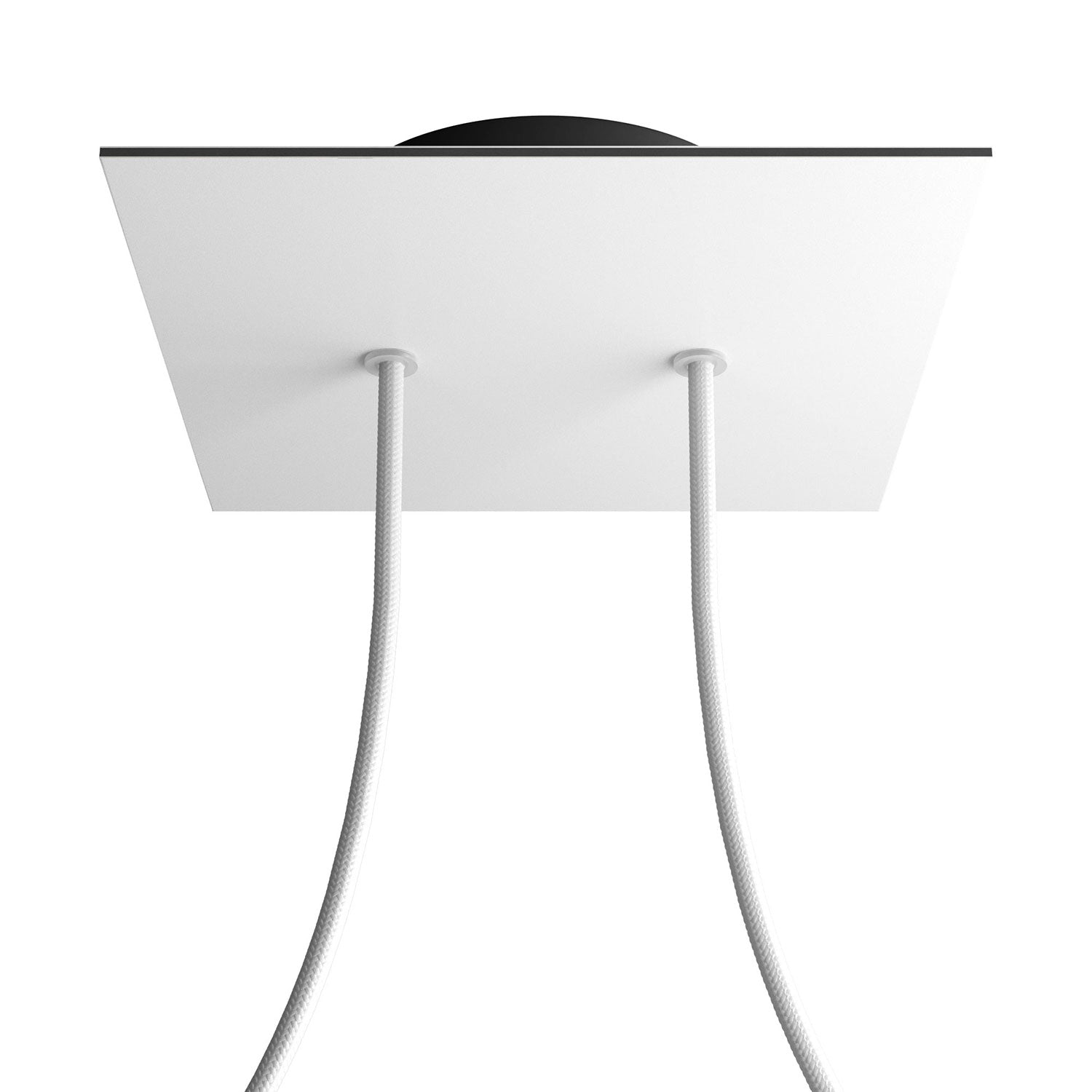 Rosone Rose - One quadrato, 200 mm con 2 fori e 4 fori laterali - Bianco opaco - Creative Cables